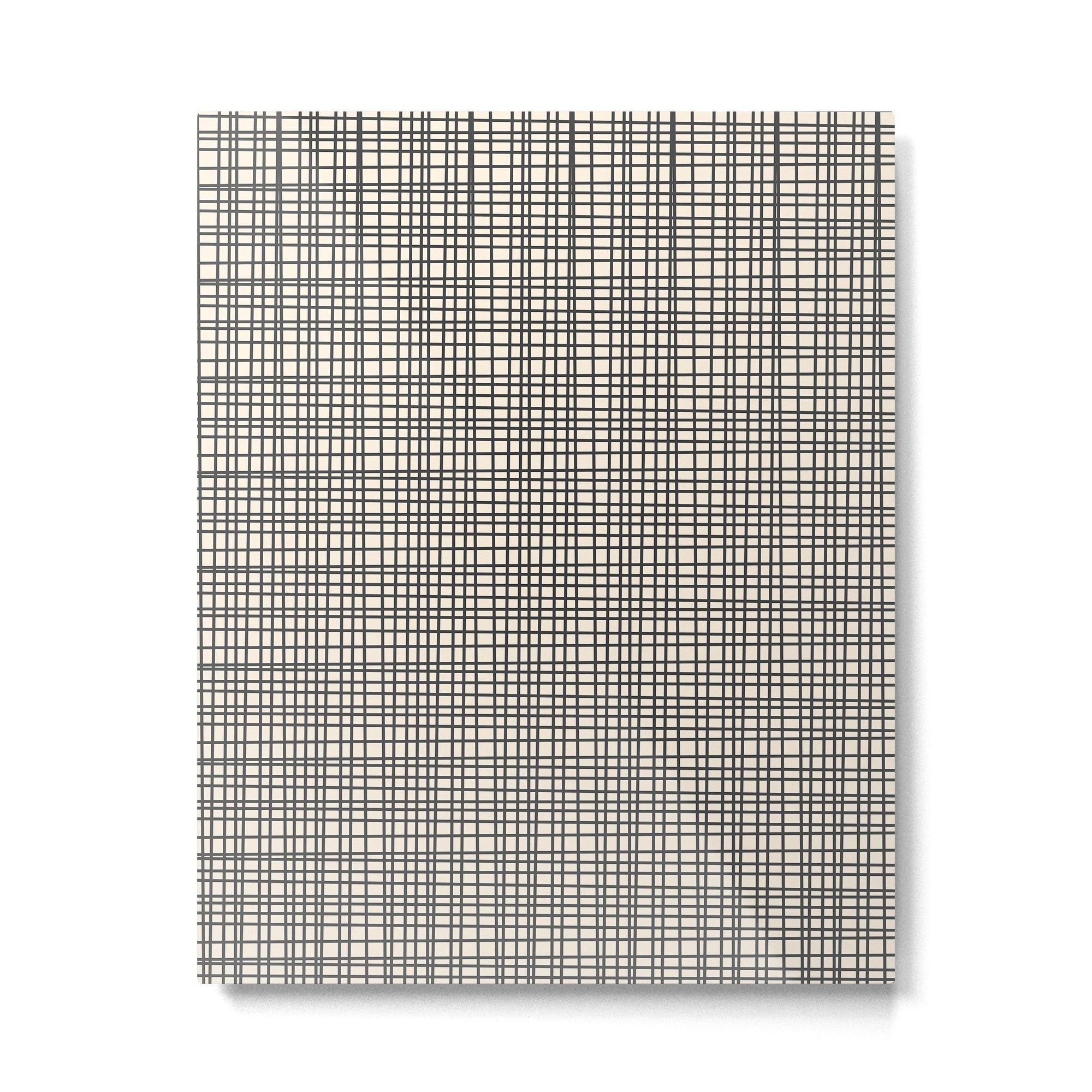 Fine Weave Mid-Century Modern Woven Pattern in Charcoal Gray and Almond Cream Metal Print | TeksDecor