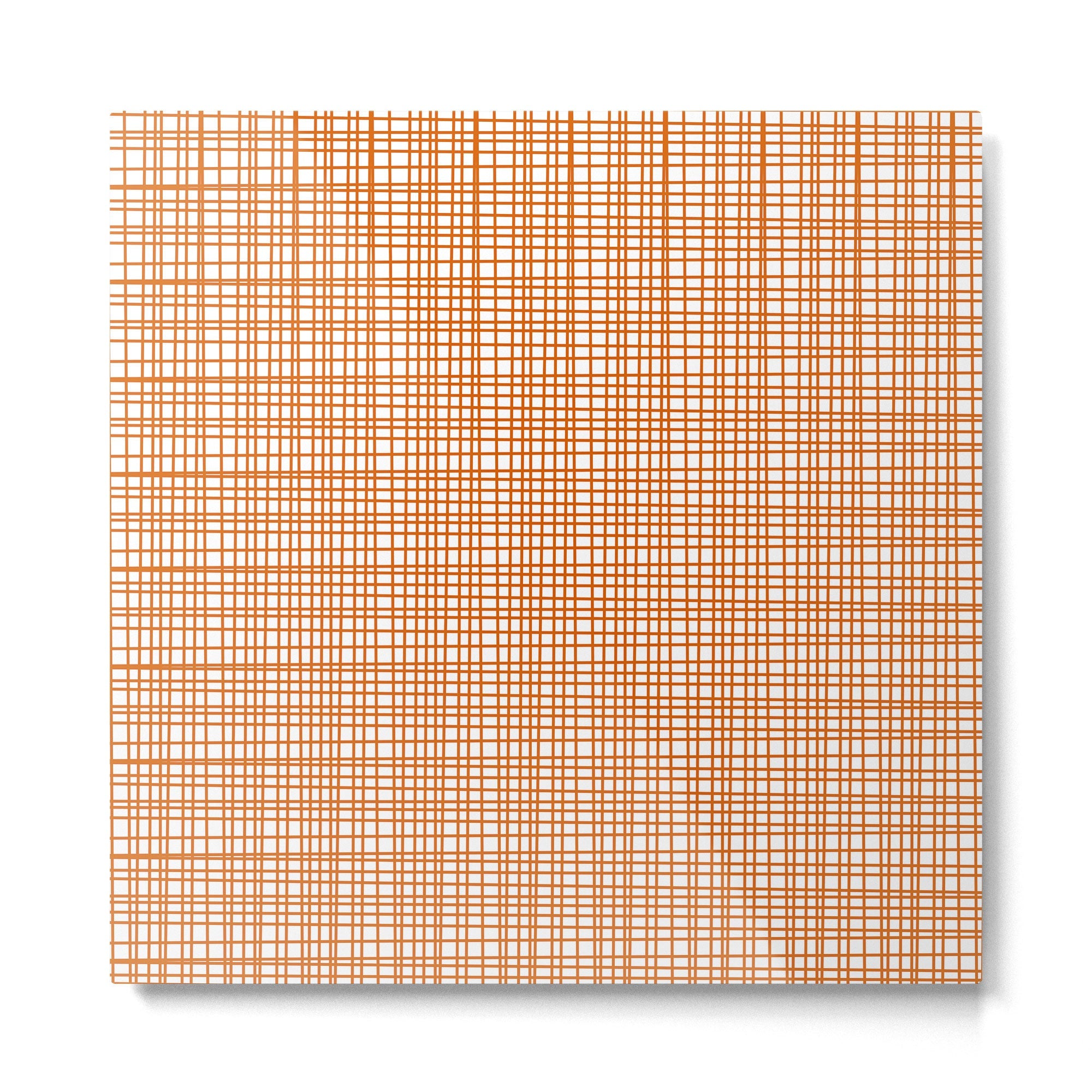 Fine Weave Minimalist Midcentury Woven Pattern in Orange and White Metal Print | TeksDecor