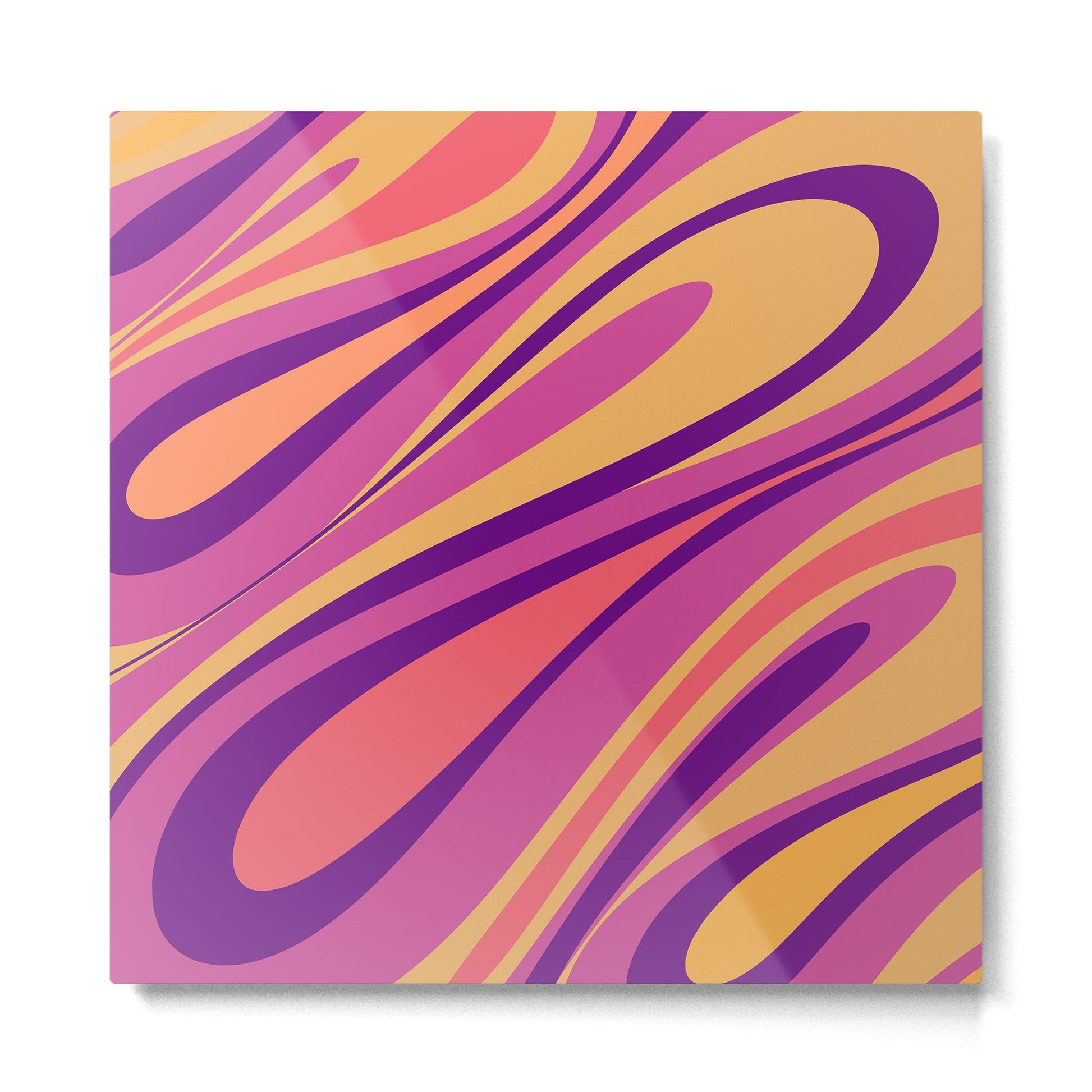 Fluid Vibes Retro Aesthetic Swirl Abstract Mustard Magenta Purple Orange Metal Print | TeksDecor