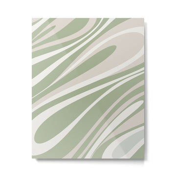 Fluid Vibes Retro Aesthetic Swirl Abstract Pattern Sage Green Cream Beige Metal Print | TeksDecor