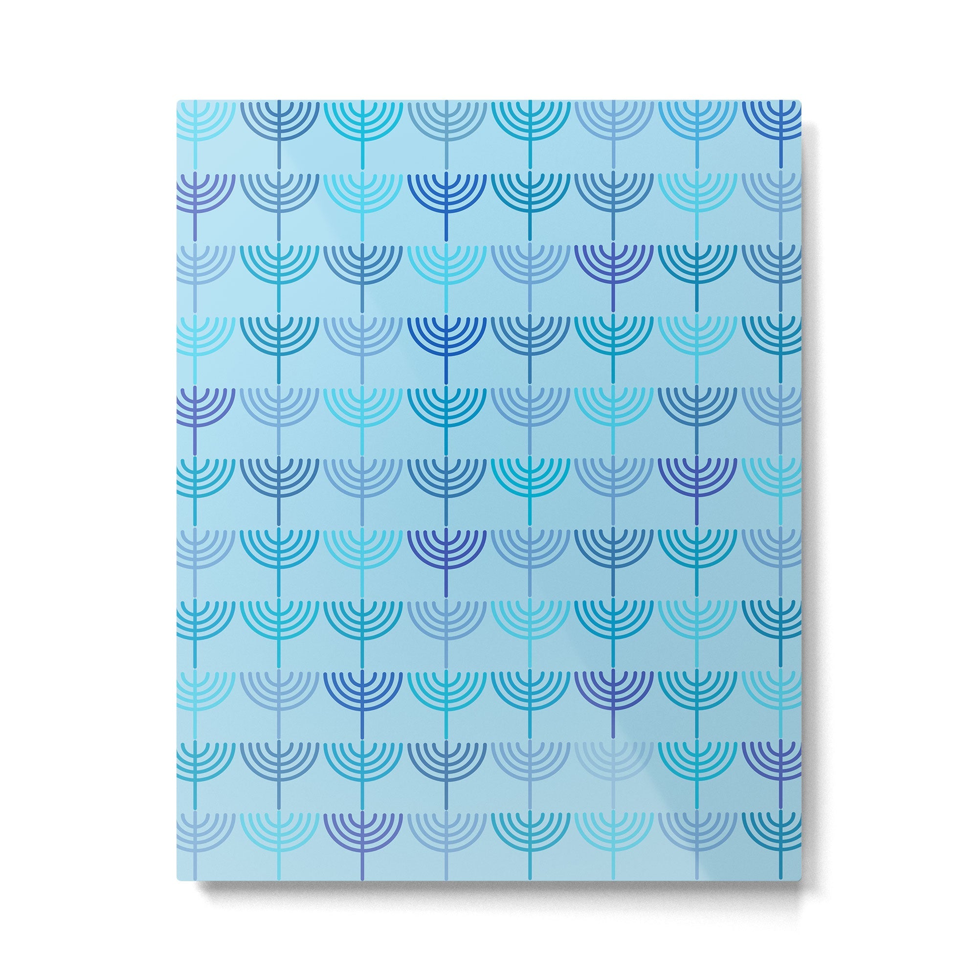 Hanukkah Chanukah Menorah Chanukkiah Pattern in Blue and Turquoise  Metal Print | TeksDecor