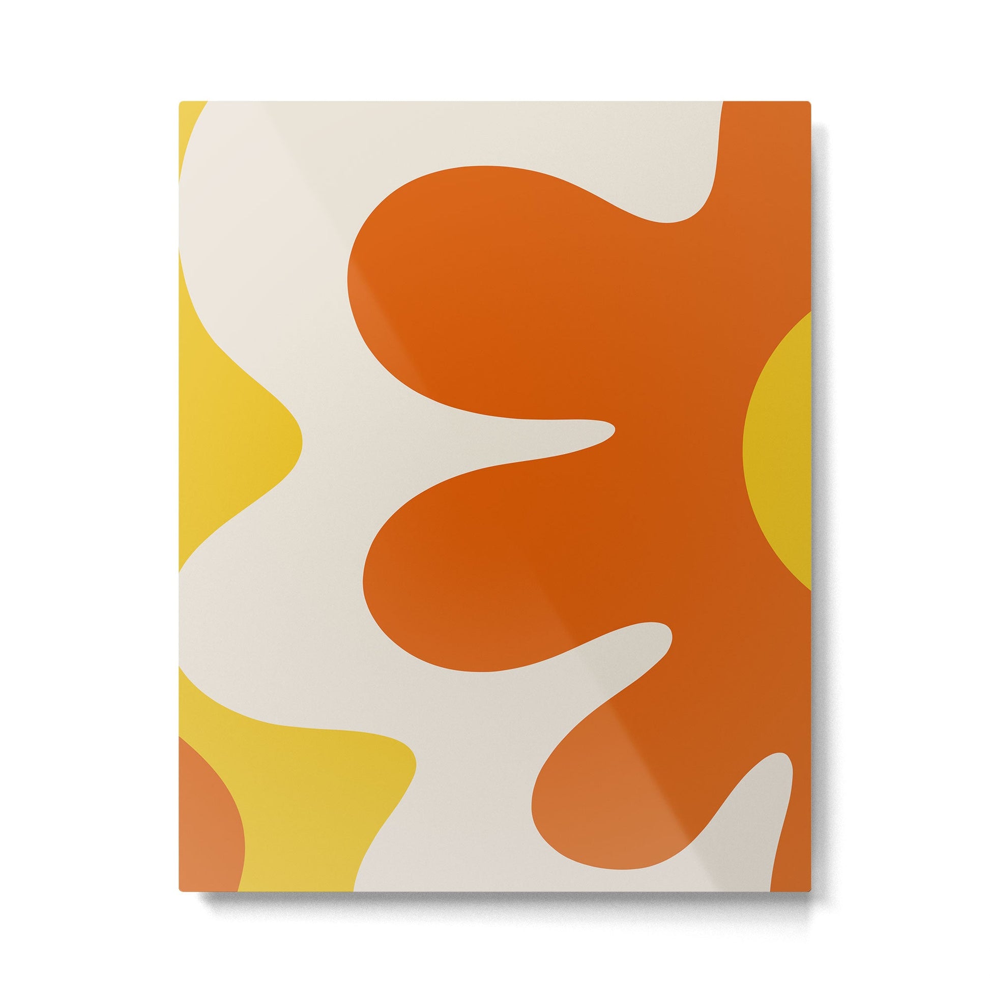 Happy Flower Retro 60s 70s Vibe Orange Yellow Cream Metal Print | TeksDecor