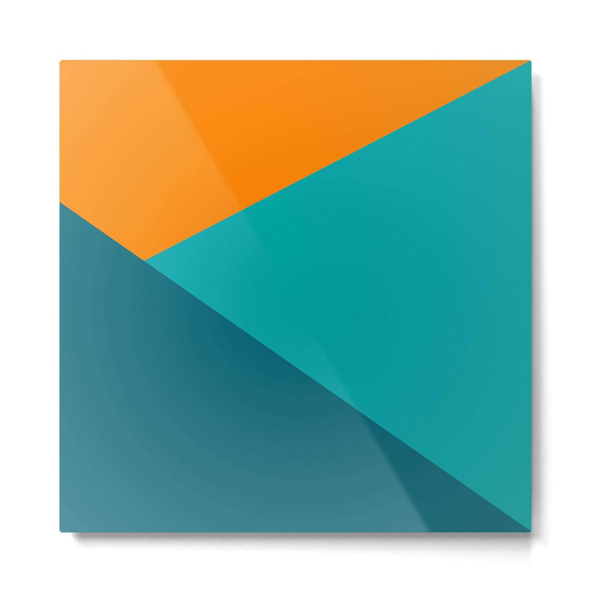 Jag - Minimalist Angled Geometric Color Block in Orange, Teal, and Turquoise Metal Print | TeksDecor