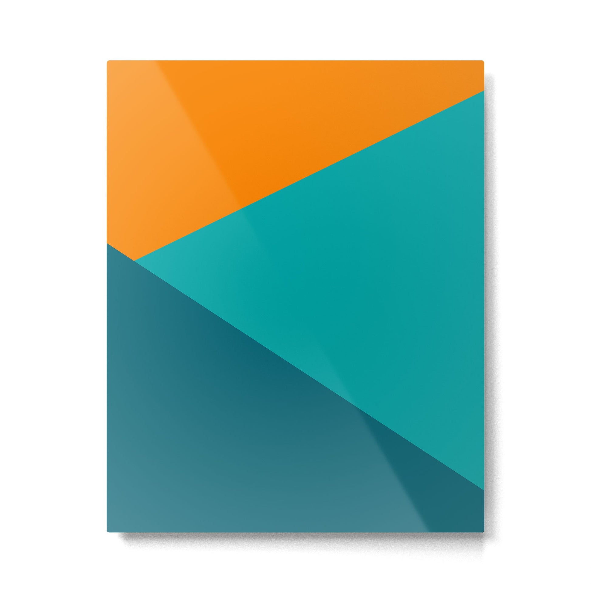 Jag - Minimalist Angled Geometric Color Block in Orange, Teal, and Turquoise Metal Print | TeksDecor