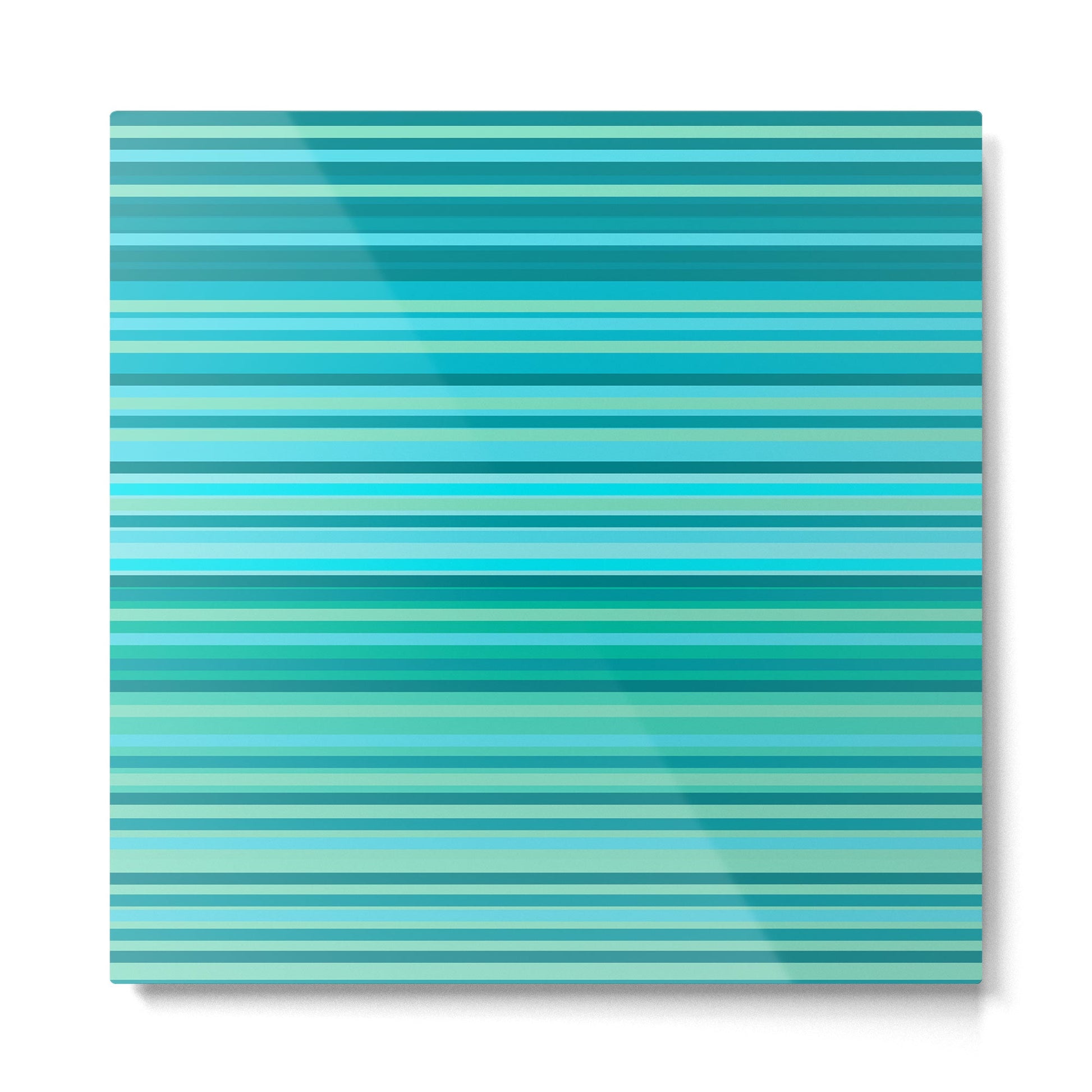 Joseph Stripes - Fine Stripe Pattern in Tropical Ocean Aqua Cyan Blue-Green  Metal Print | TeksDecor