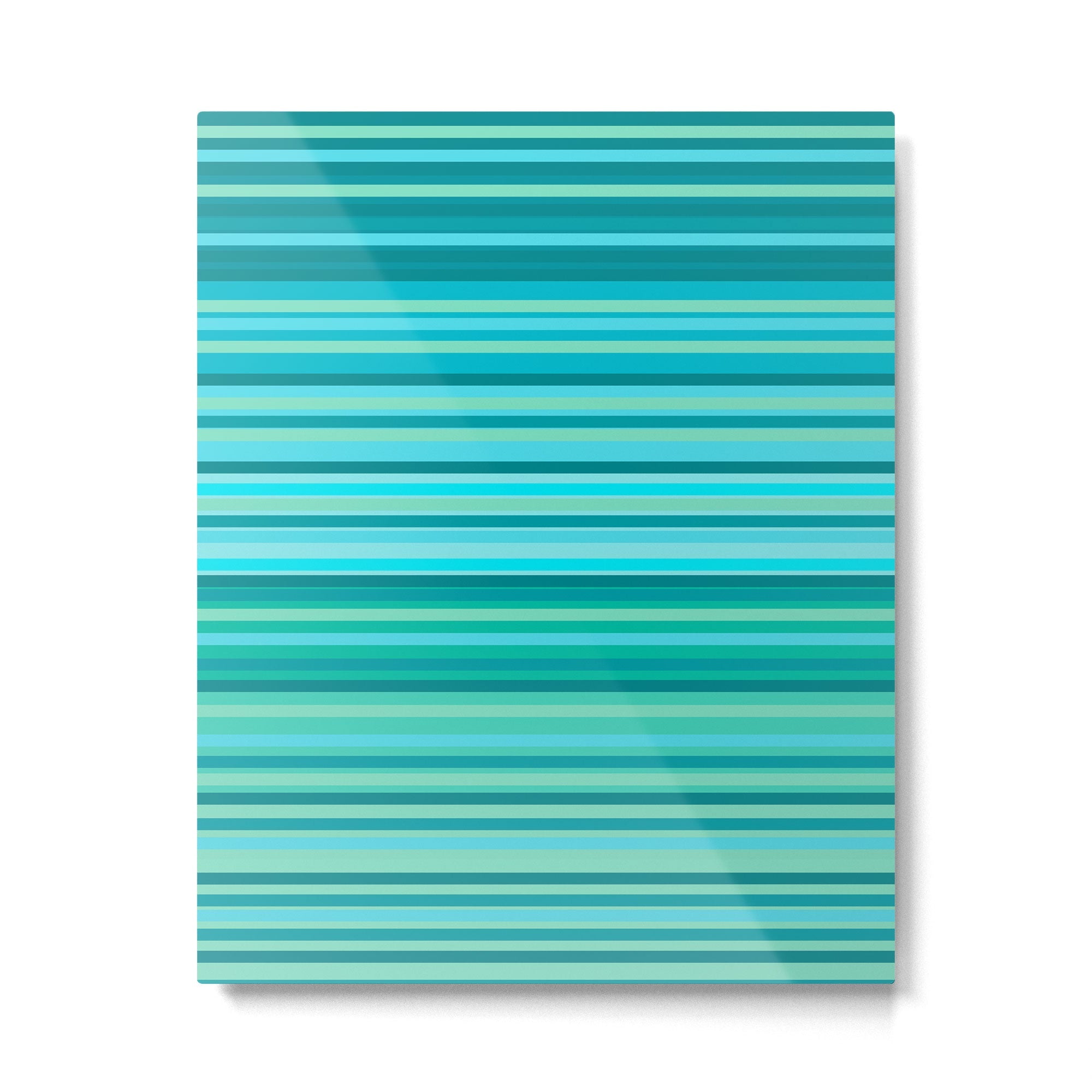 Joseph Stripes - Fine Stripe Pattern in Tropical Ocean Aqua Cyan Blue-Green  Metal Print | TeksDecor