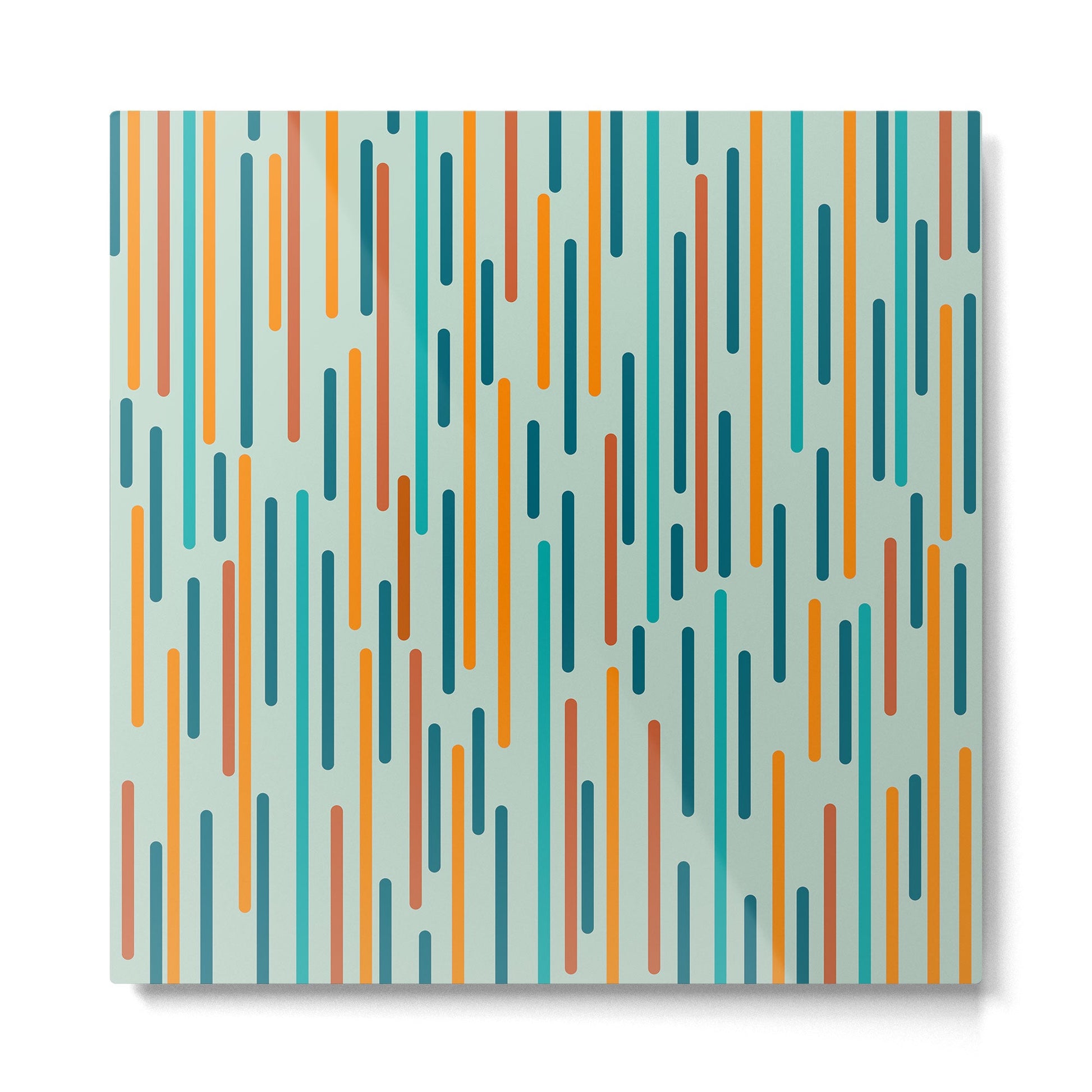 Line Dance Pattern in Turquoise Teal Orange Aqua Metal Print | TeksDecor