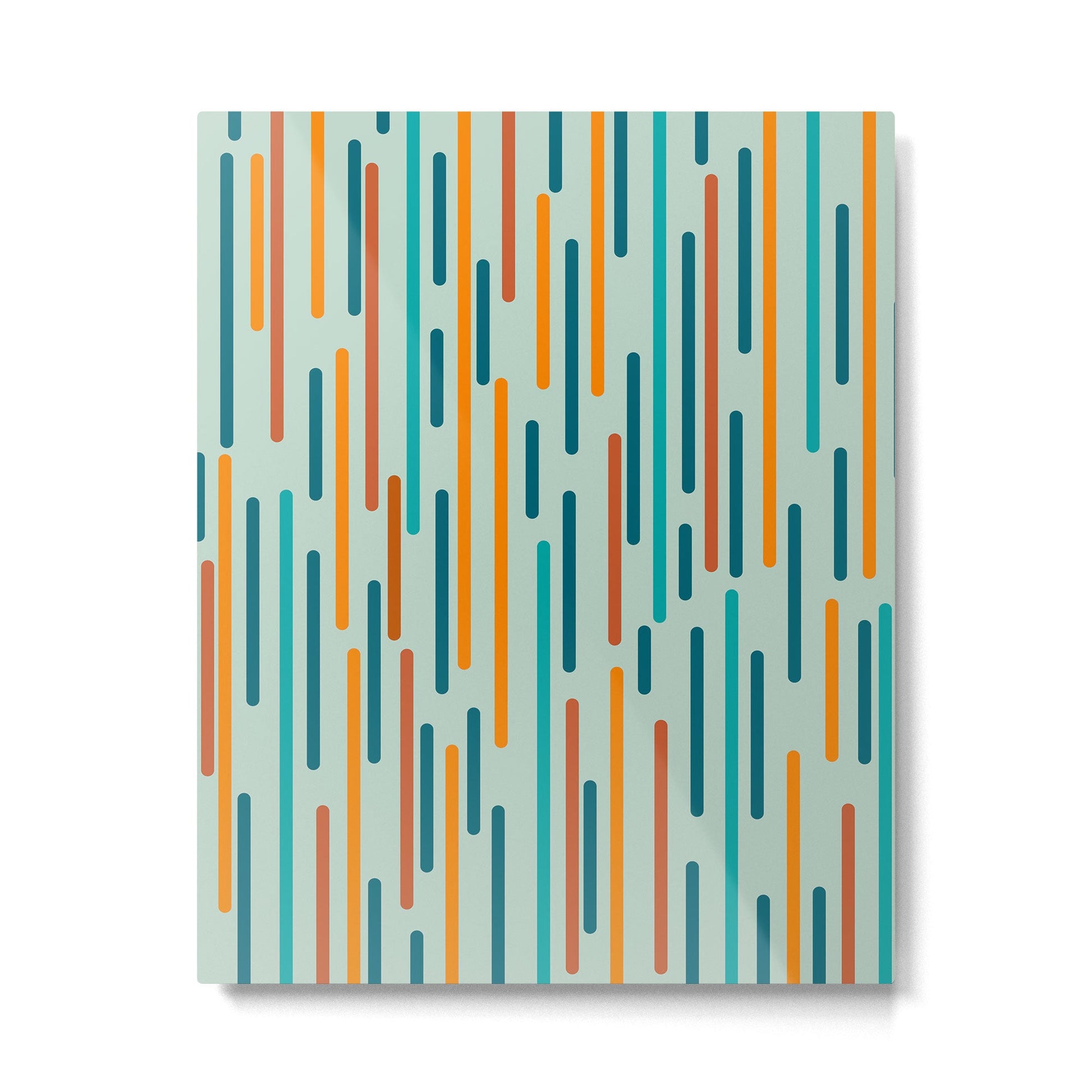 Line Dance Pattern in Turquoise Teal Orange Aqua Metal Print | TeksDecor