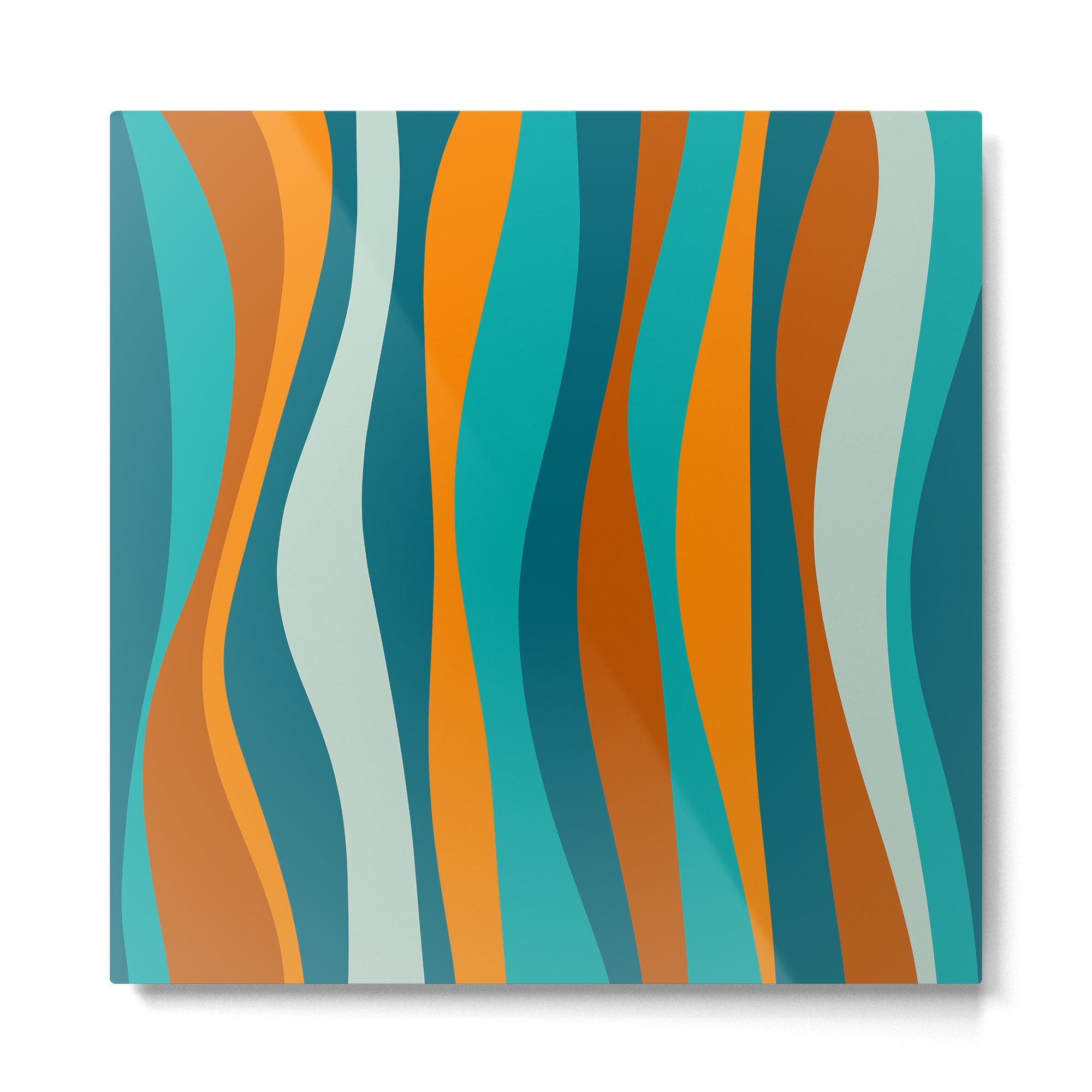 Liquid Stripes in Rust Orange Aqua Turquoise Teal  Metal Print | TeksDecor