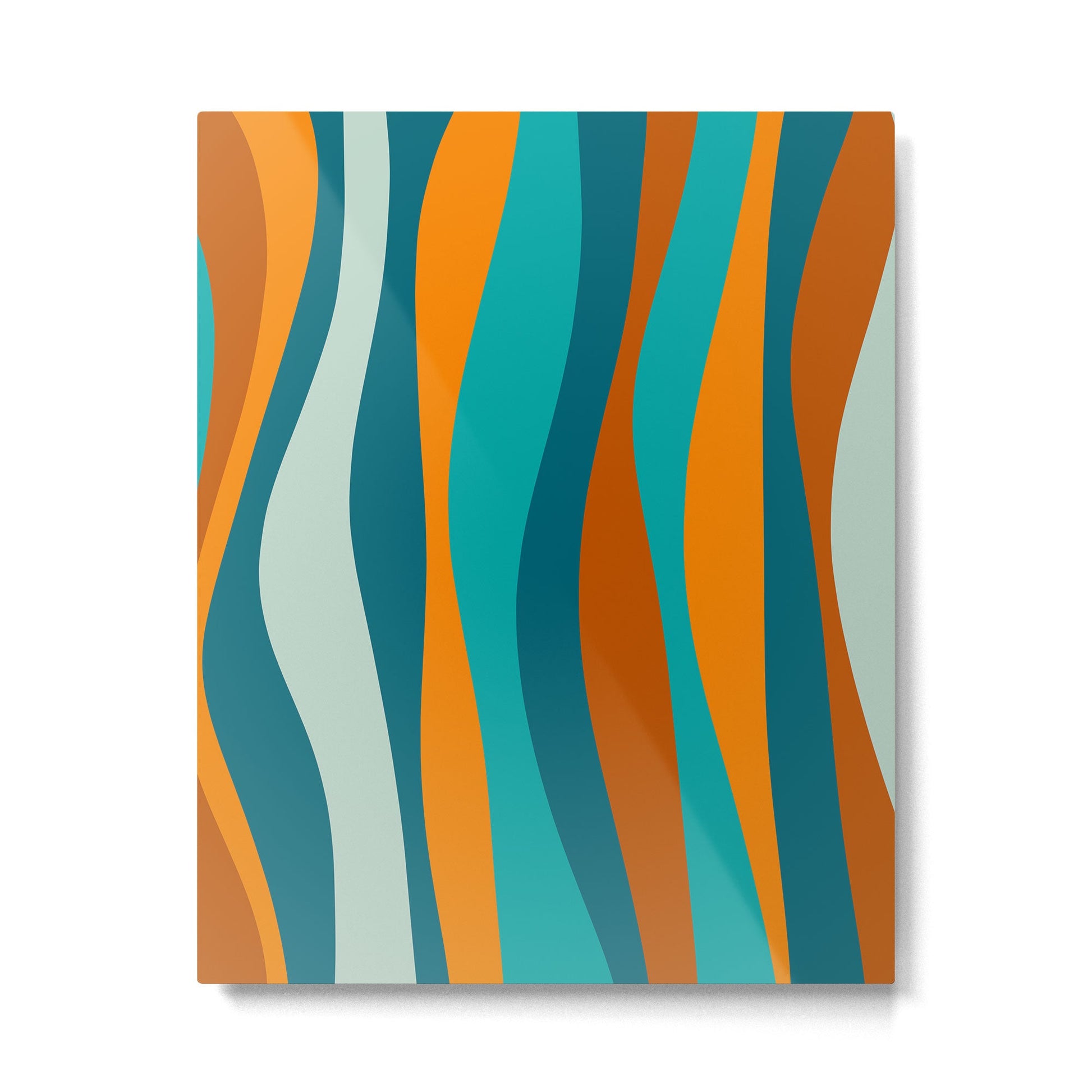 Liquid Stripes in Rust Orange Aqua Turquoise Teal  Metal Print | TeksDecor
