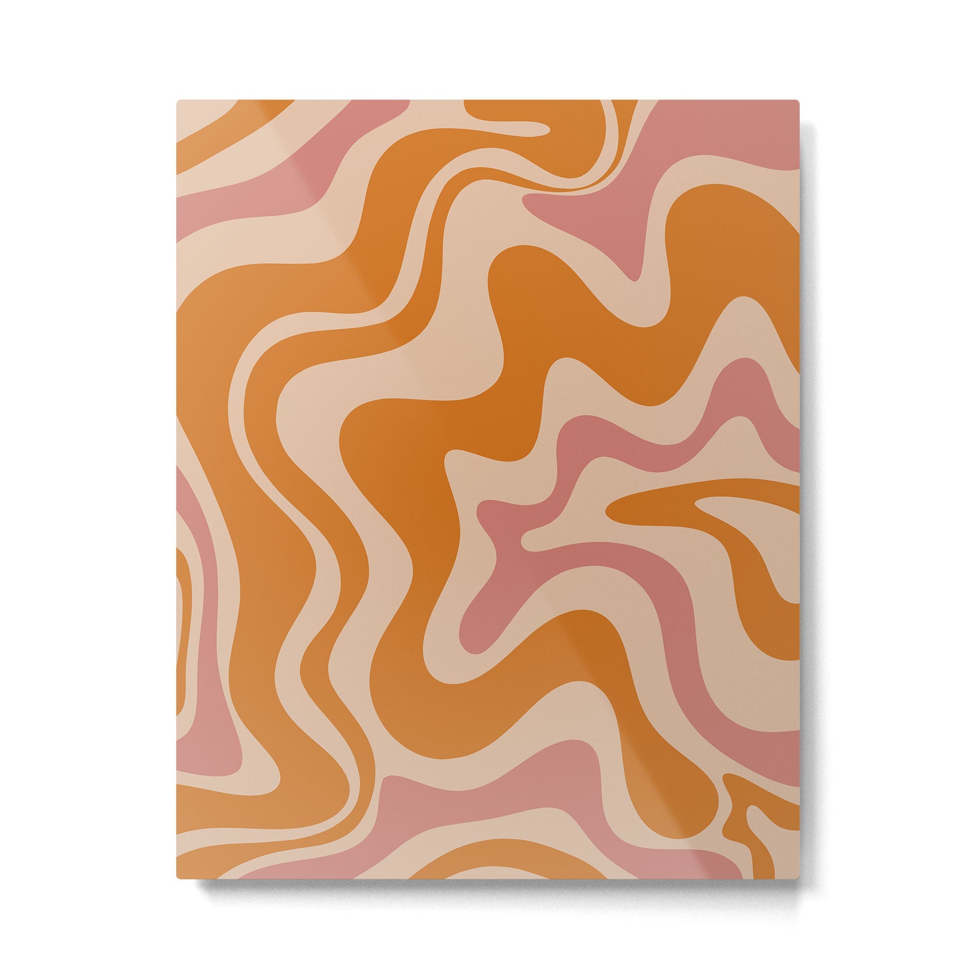 Liquid Swirl Abstract in Late Summer Orange and Pink Metal Print | TeksDecor