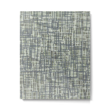 Mid Century Modern Woven Circuit Pattern in Sage Green and Blue Gray Metal Print | TeksDecor