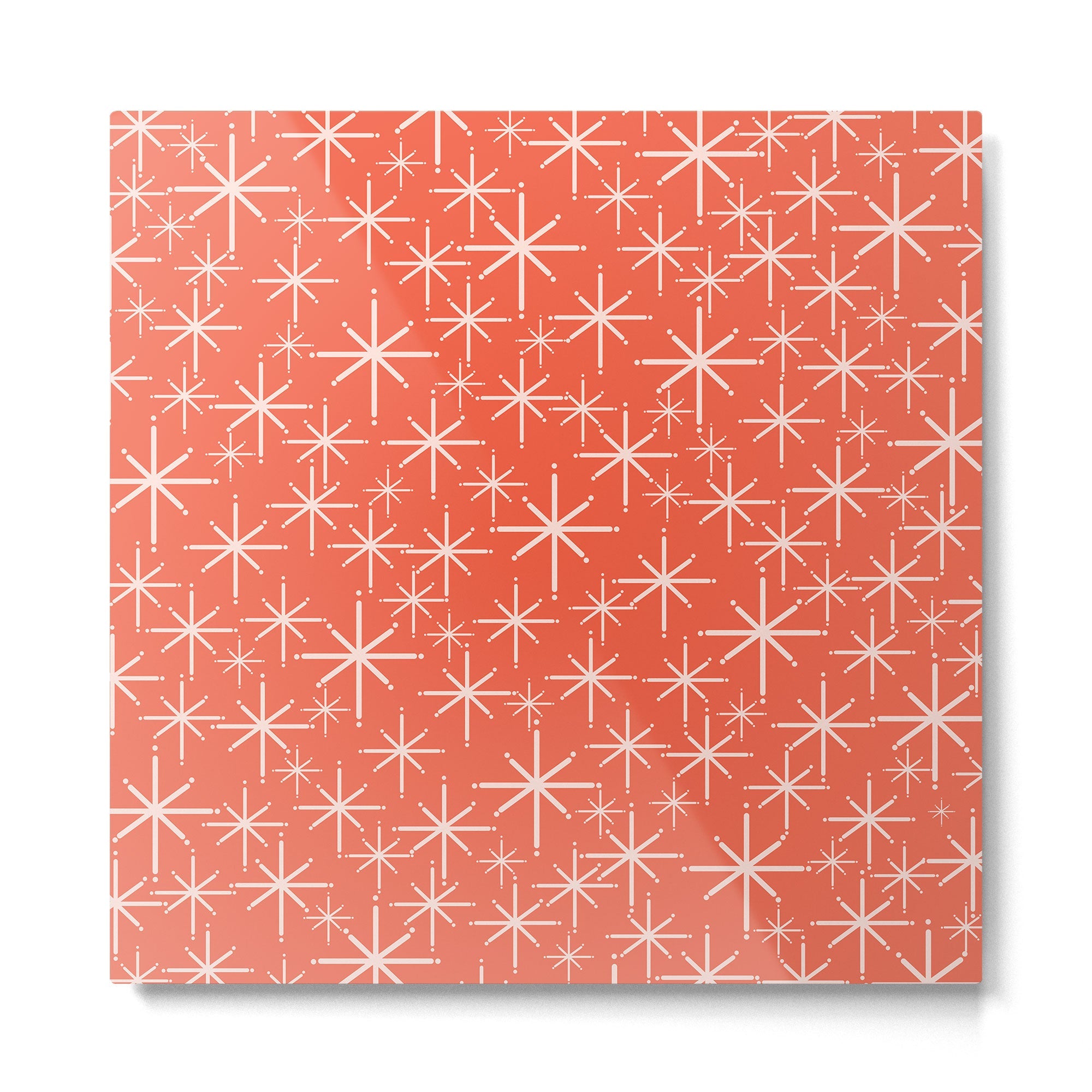 Midcentury Mod Retro Starbursts in Blush and Coral Orange  Metal Print | TeksDecor