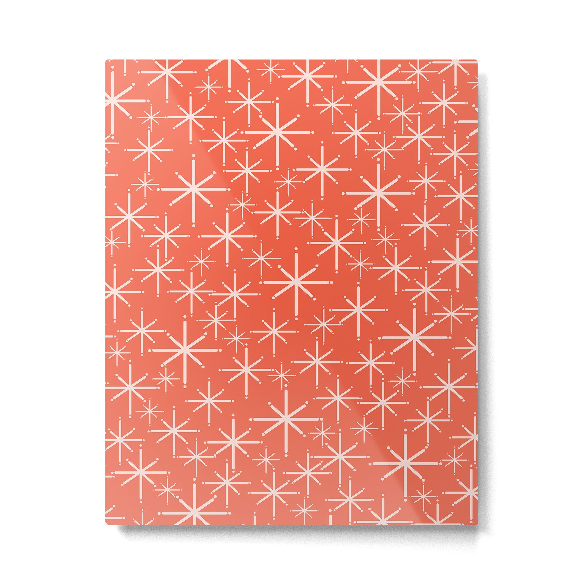 Midcentury Mod Retro Starbursts in Blush and Coral Orange  Metal Print | TeksDecor