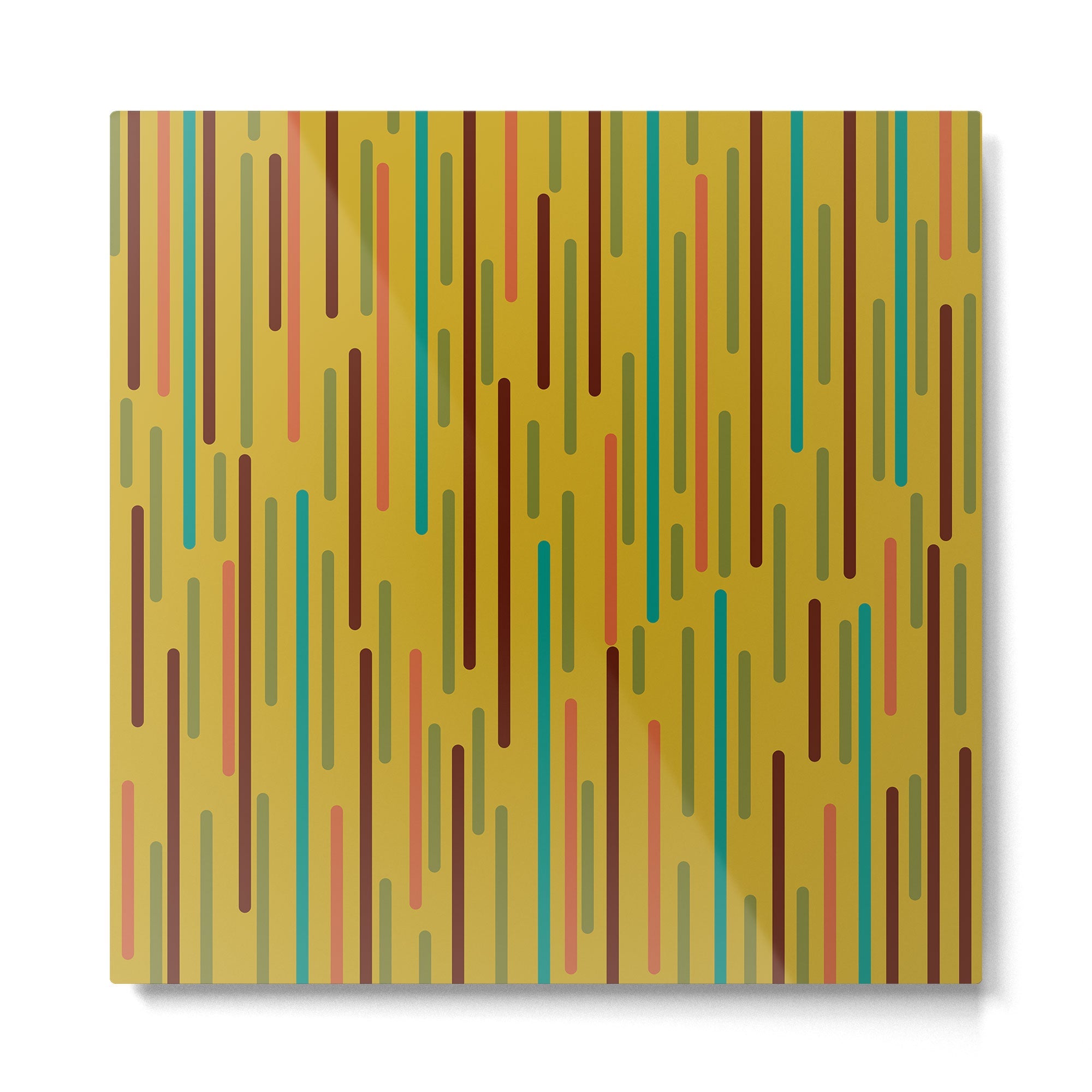 Mid-century Modern Line Dance in Teal, Orange, Olive and Mid Mod Mustard  Metal Print | TeksDecor