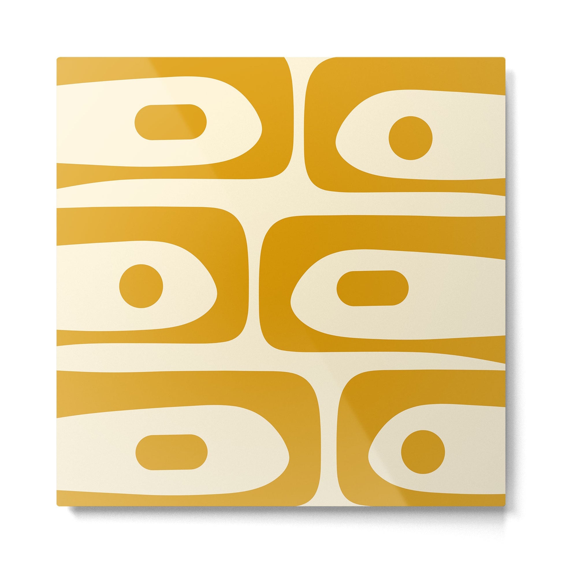 Mid-Century Modern Piquet Minimalist Abstract Pattern in Honey Mustard and Cream Metal Print | TeksDecor