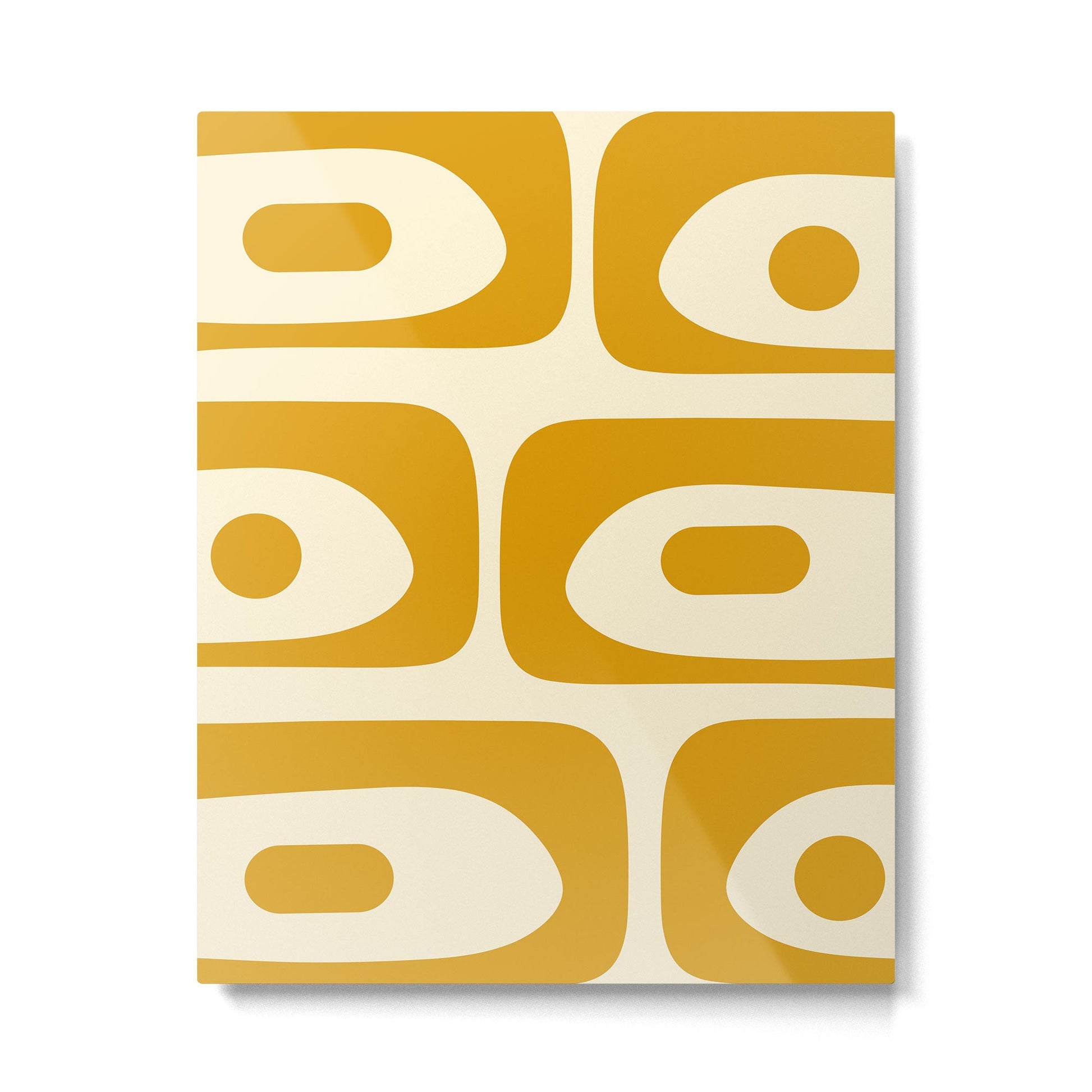 Mid-Century Modern Piquet Minimalist Abstract Pattern in Honey Mustard and Cream Metal Print | TeksDecor