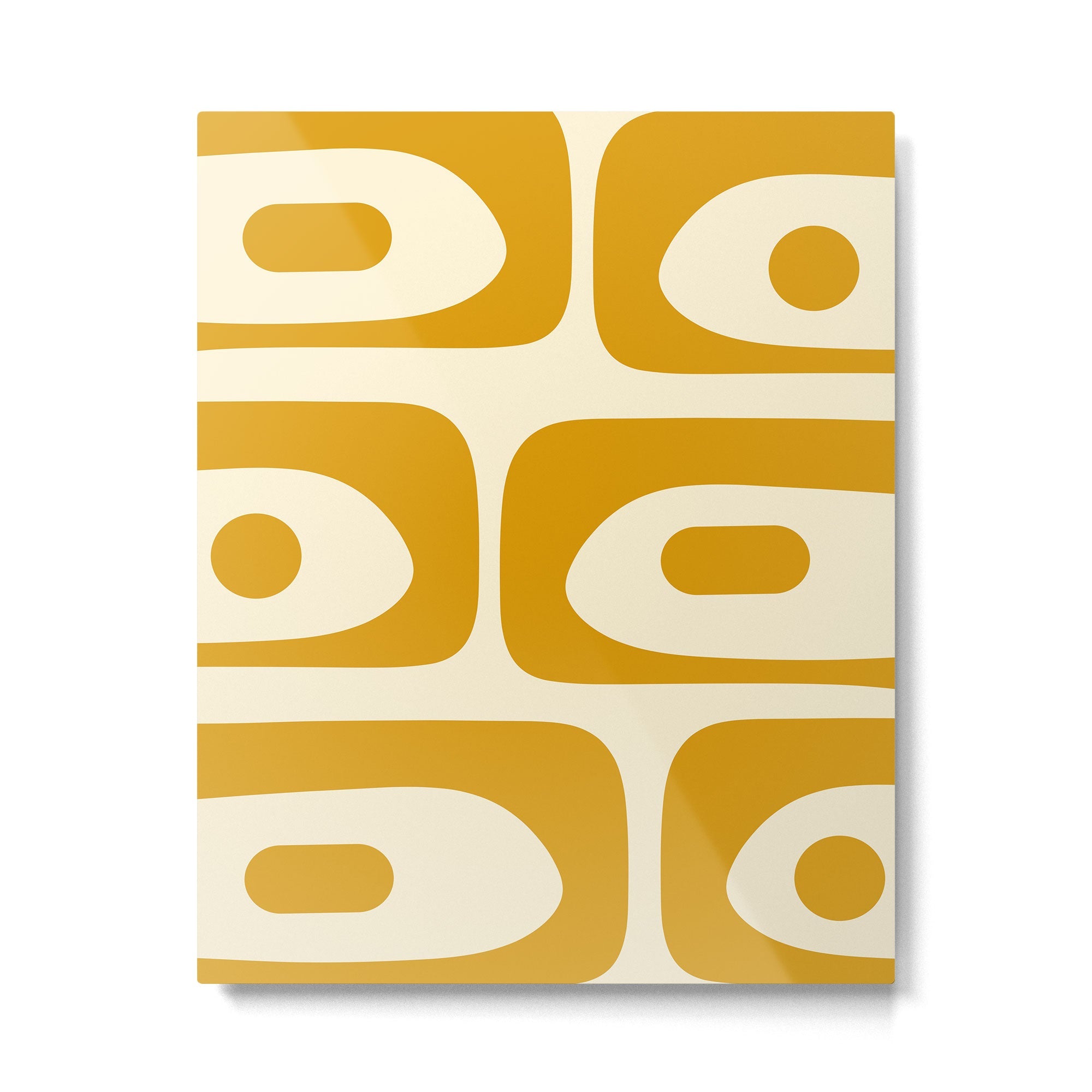 Mid-Century Modern Piquet Minimalist Abstract Pattern in Honey Mustard and Cream Metal Print | TeksDecor