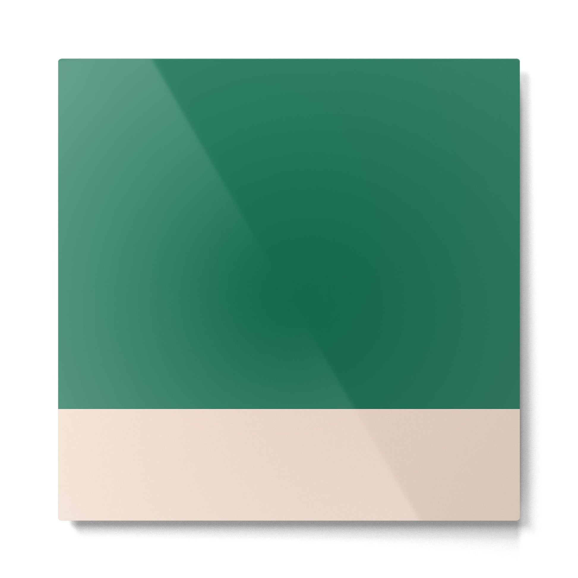 Minimalist Color Block Solid in Forest Green and Cream Metal Print | TeksDecor