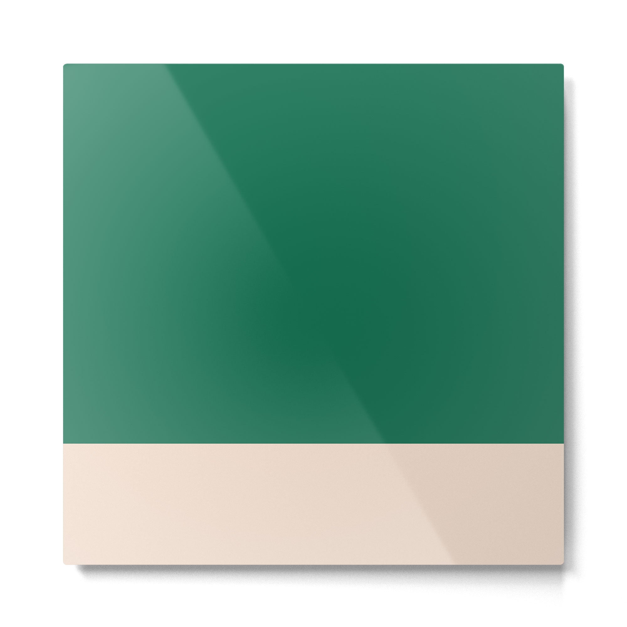 Minimalist Color Block Solid in Forest Green and Cream Metal Print | TeksDecor