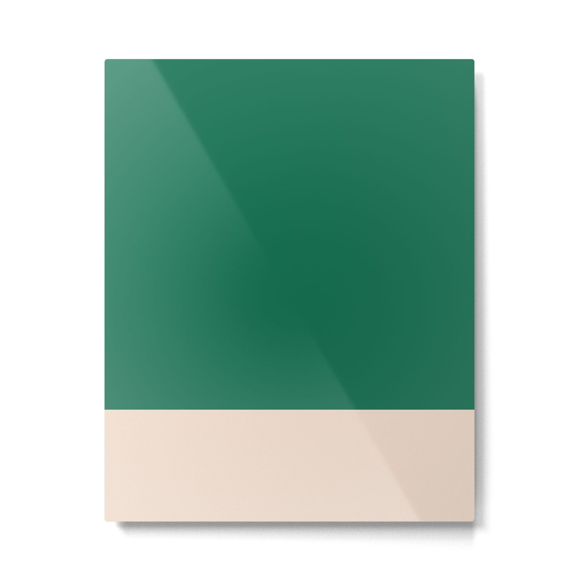 Minimalist Color Block Solid in Forest Green and Cream Metal Print | TeksDecor