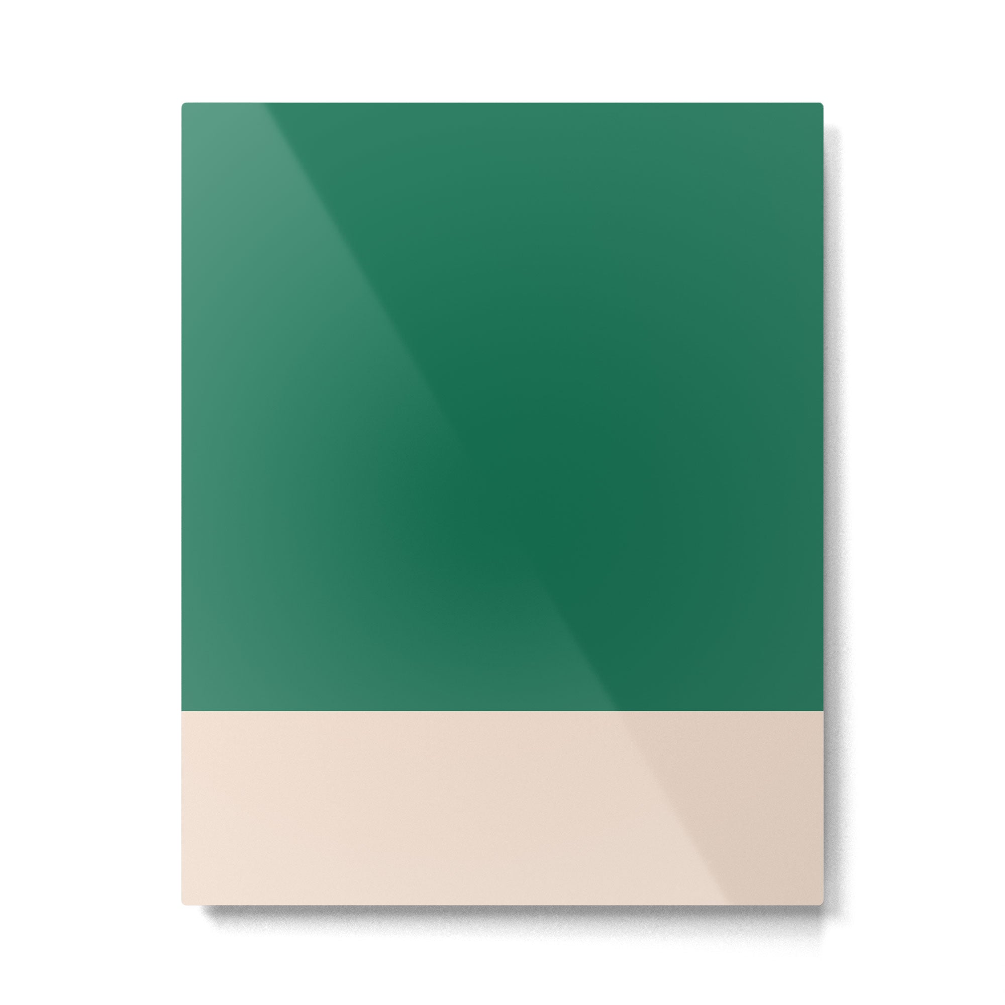 Minimalist Color Block Solid in Forest Green and Cream Metal Print | TeksDecor