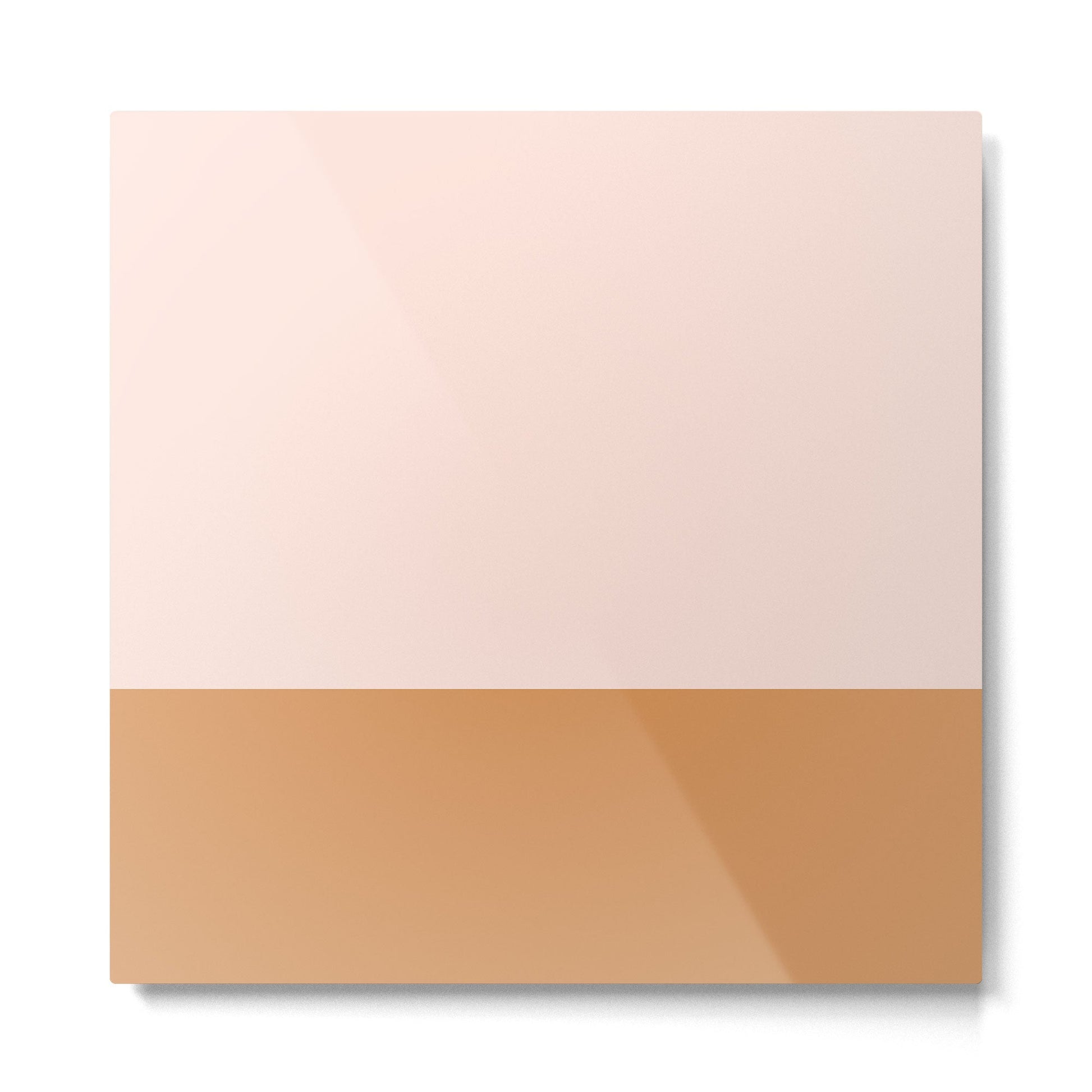 Minimalist Colour Block in Pale Blush Pink and Muted Ochre Metal Print | TeksDecor