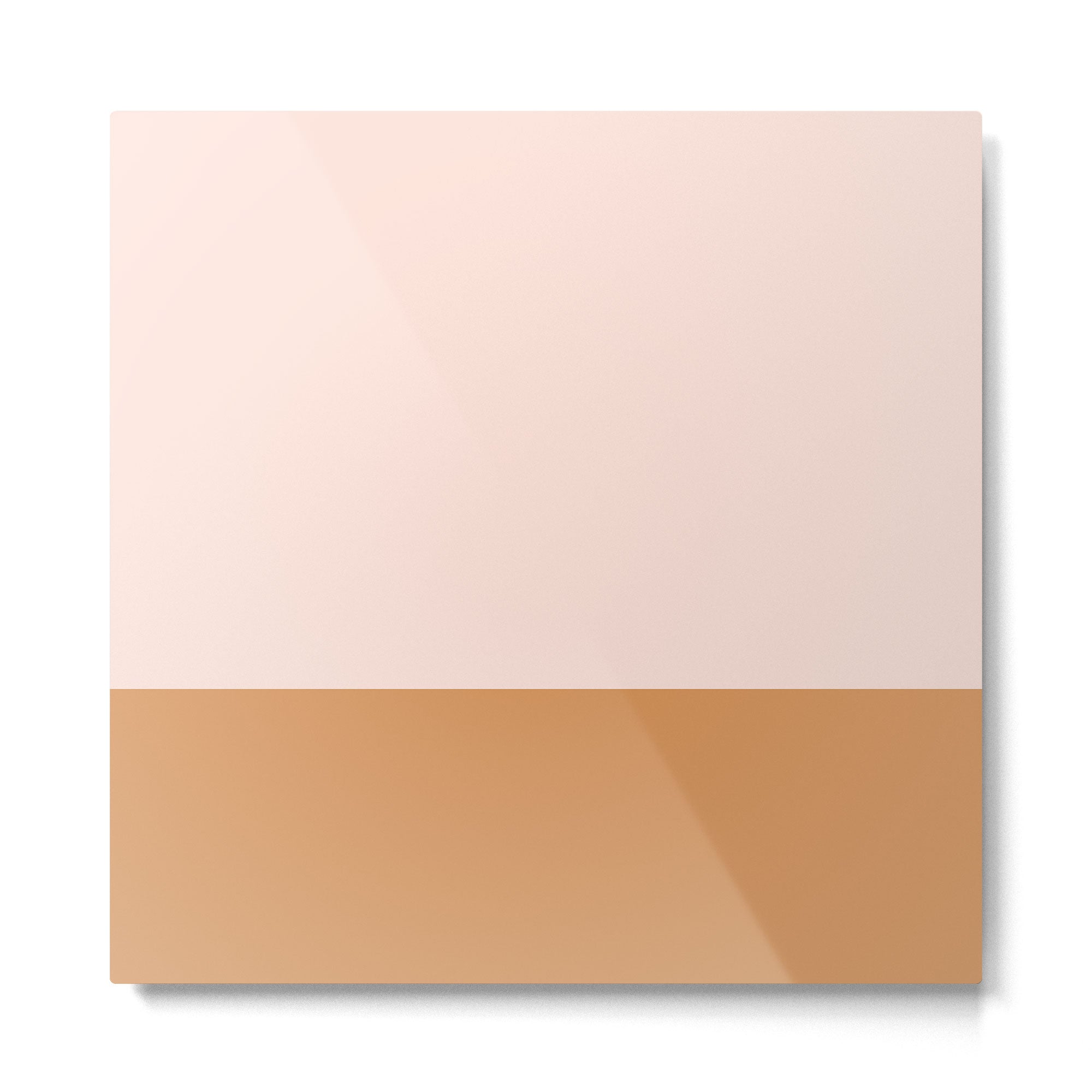 Minimalist Colour Block in Pale Blush Pink and Muted Ochre Metal Print | TeksDecor
