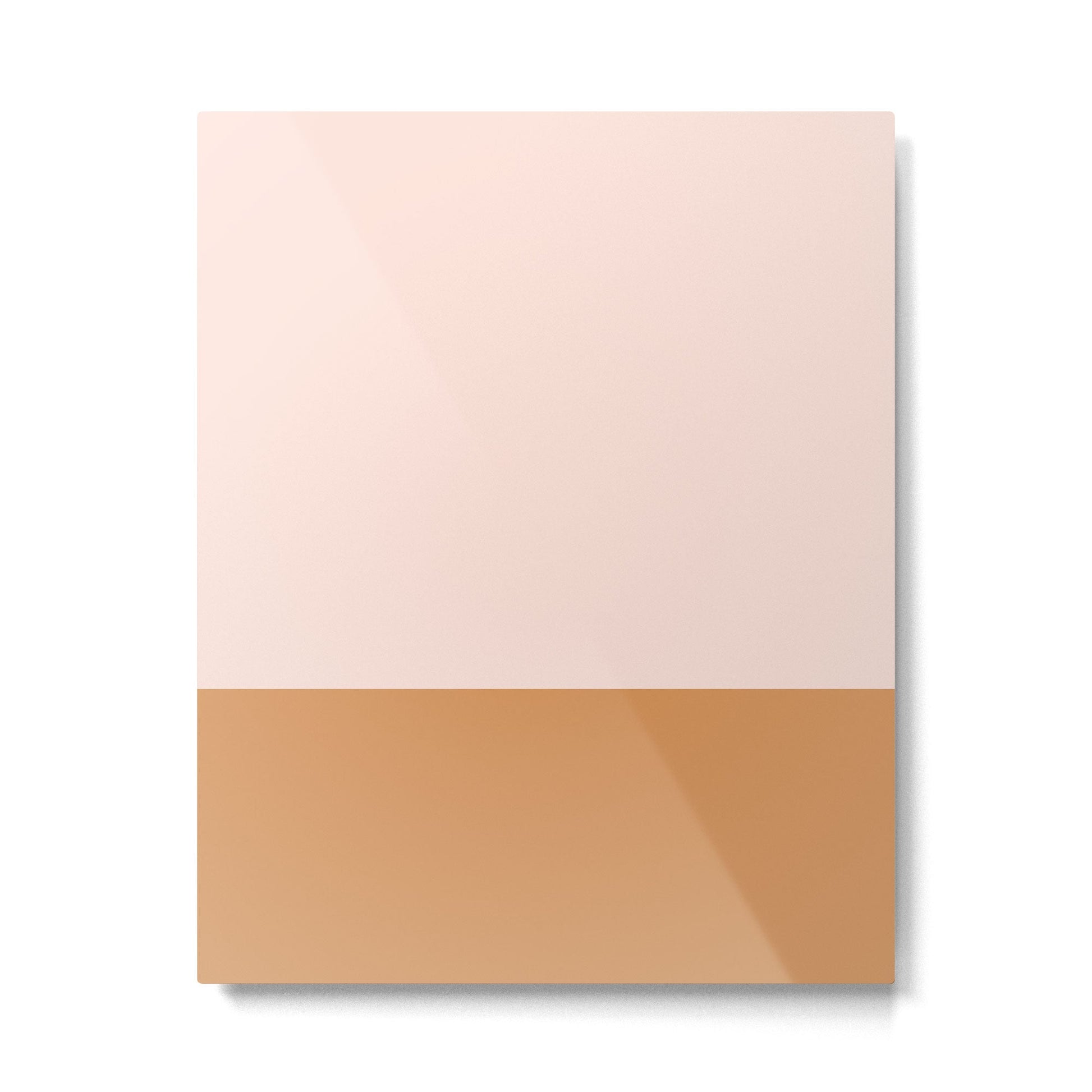 Minimalist Colour Block in Pale Blush Pink and Muted Ochre Metal Print | TeksDecor