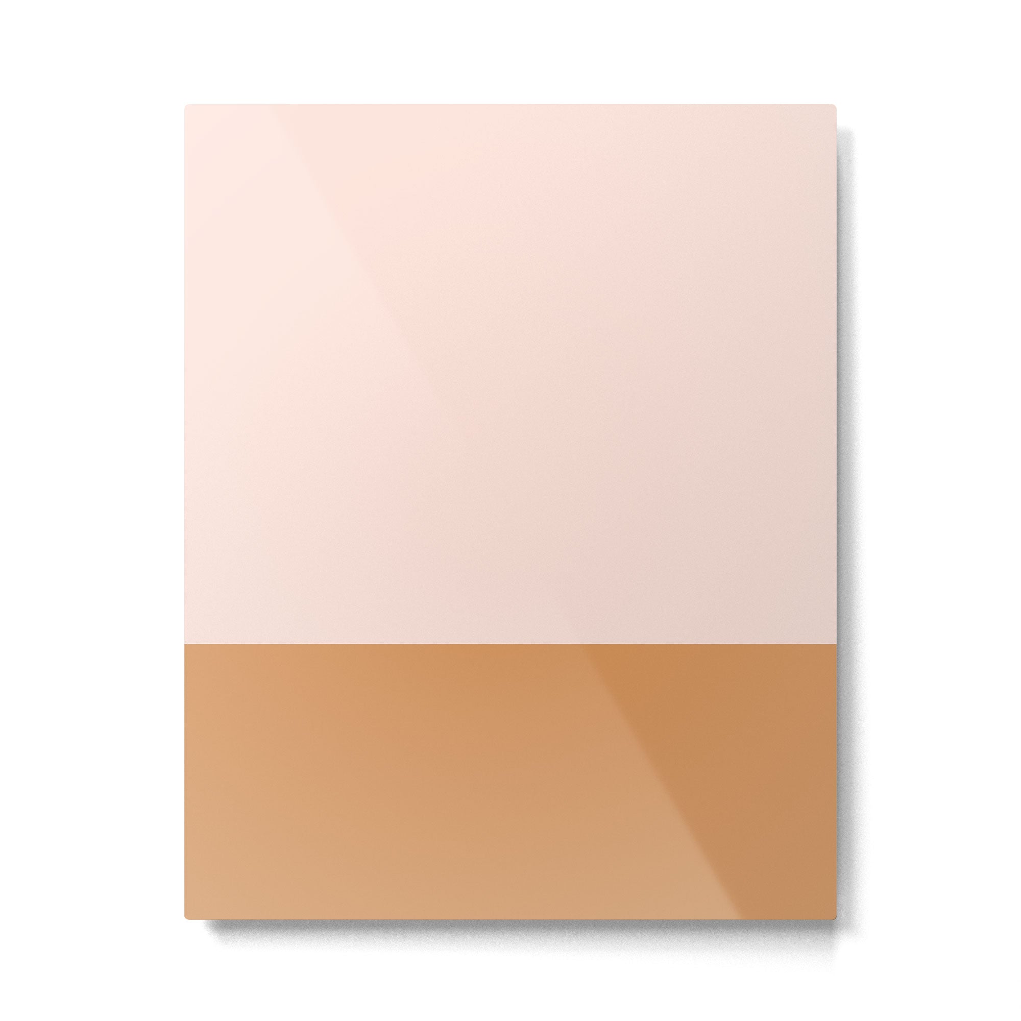 Minimalist Colour Block in Pale Blush Pink and Muted Ochre Metal Print | TeksDecor