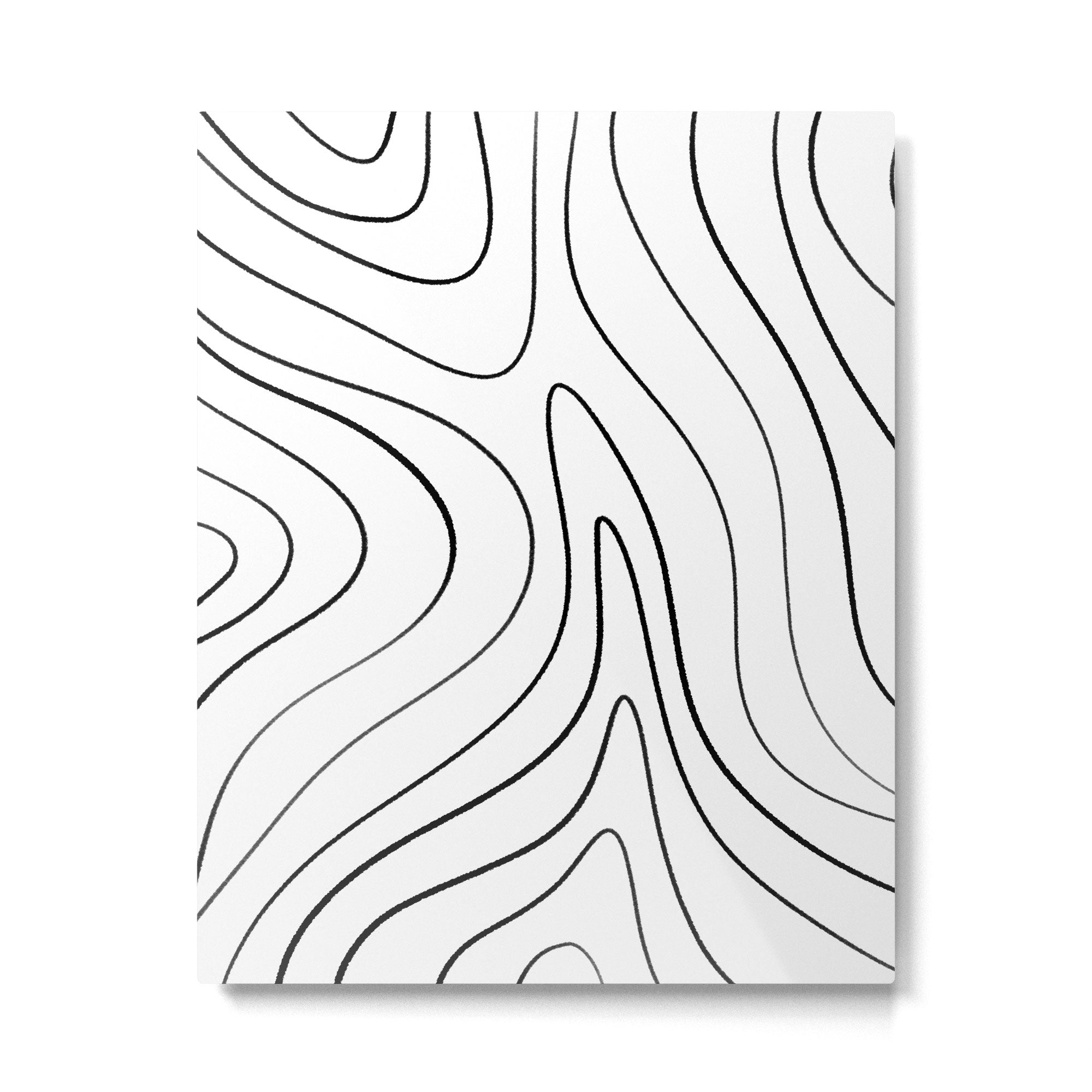 Minimalist Topographical Abstract in Black and White Metal Print | TeksDecor