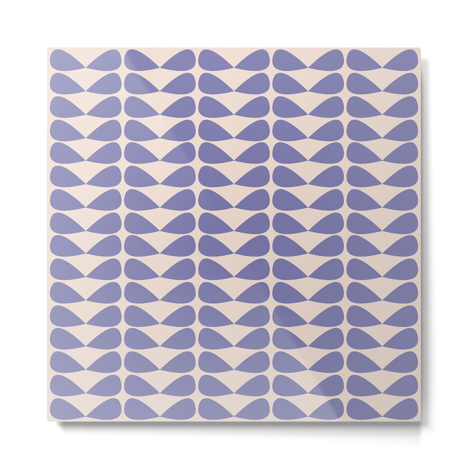 Mod Leaves Minimalist Abstract Pattern in Periwinkle Purple and Cream Metal Print | TeksDecor