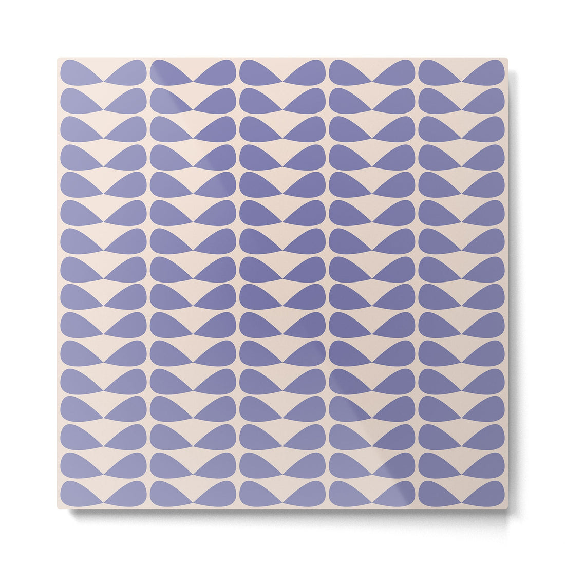 Mod Leaves Minimalist Abstract Pattern in Periwinkle Purple and Cream Metal Print | TeksDecor