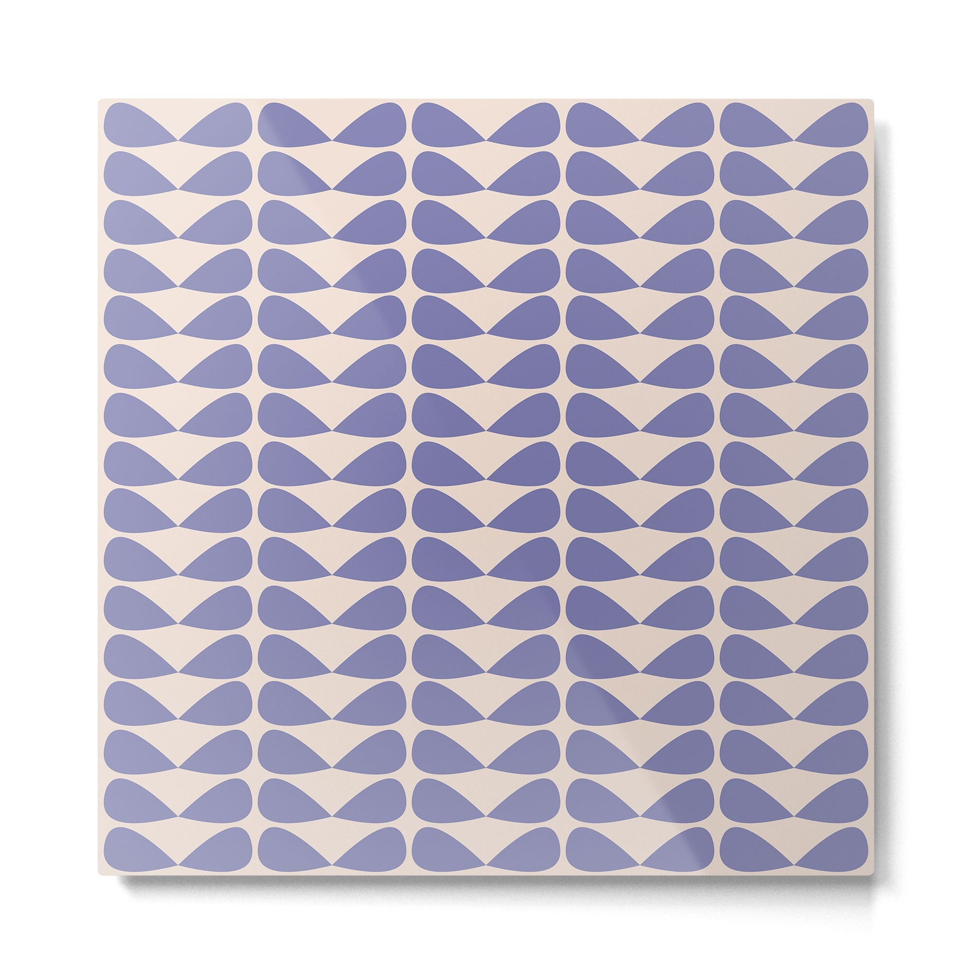 Mod Leaves Minimalist Abstract Pattern in Periwinkle Purple and Cream Metal Print | TeksDecor