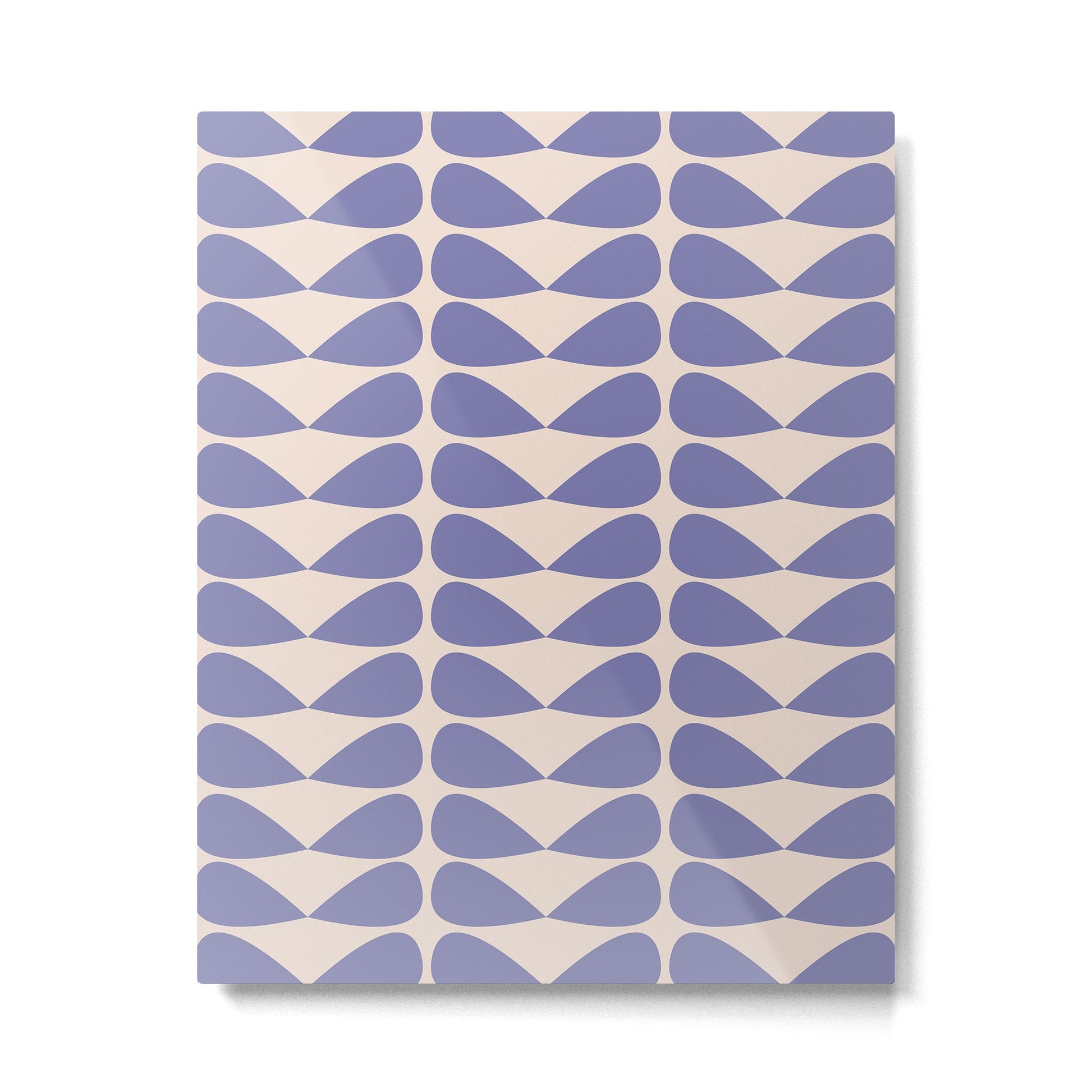 Mod Leaves Minimalist Abstract Pattern in Periwinkle Purple and Cream Metal Print | TeksDecor