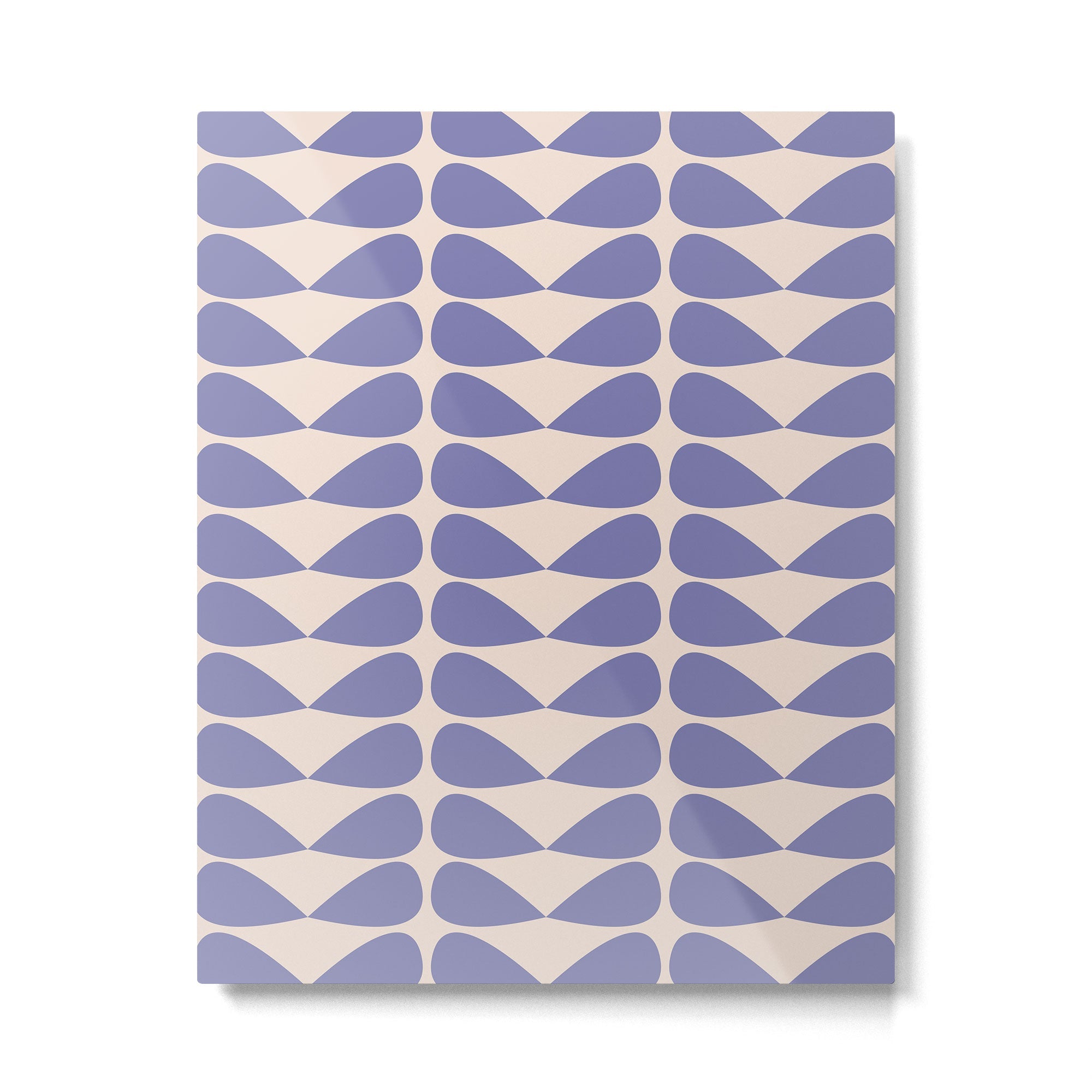 Mod Leaves Minimalist Abstract Pattern in Periwinkle Purple and Cream Metal Print | TeksDecor