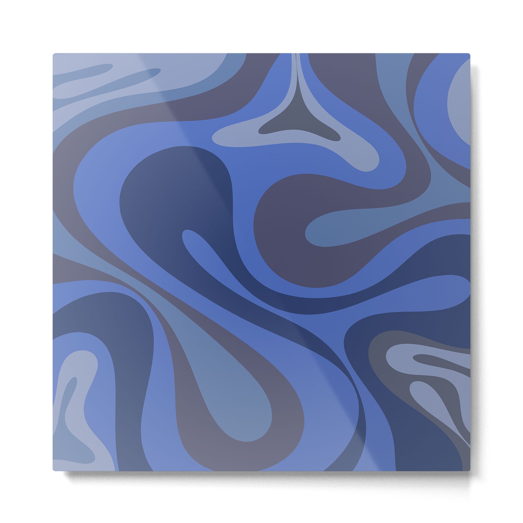 Mod Swirl Retro Abstract Pattern Blues on Blue  Metal Print | TeksDecor