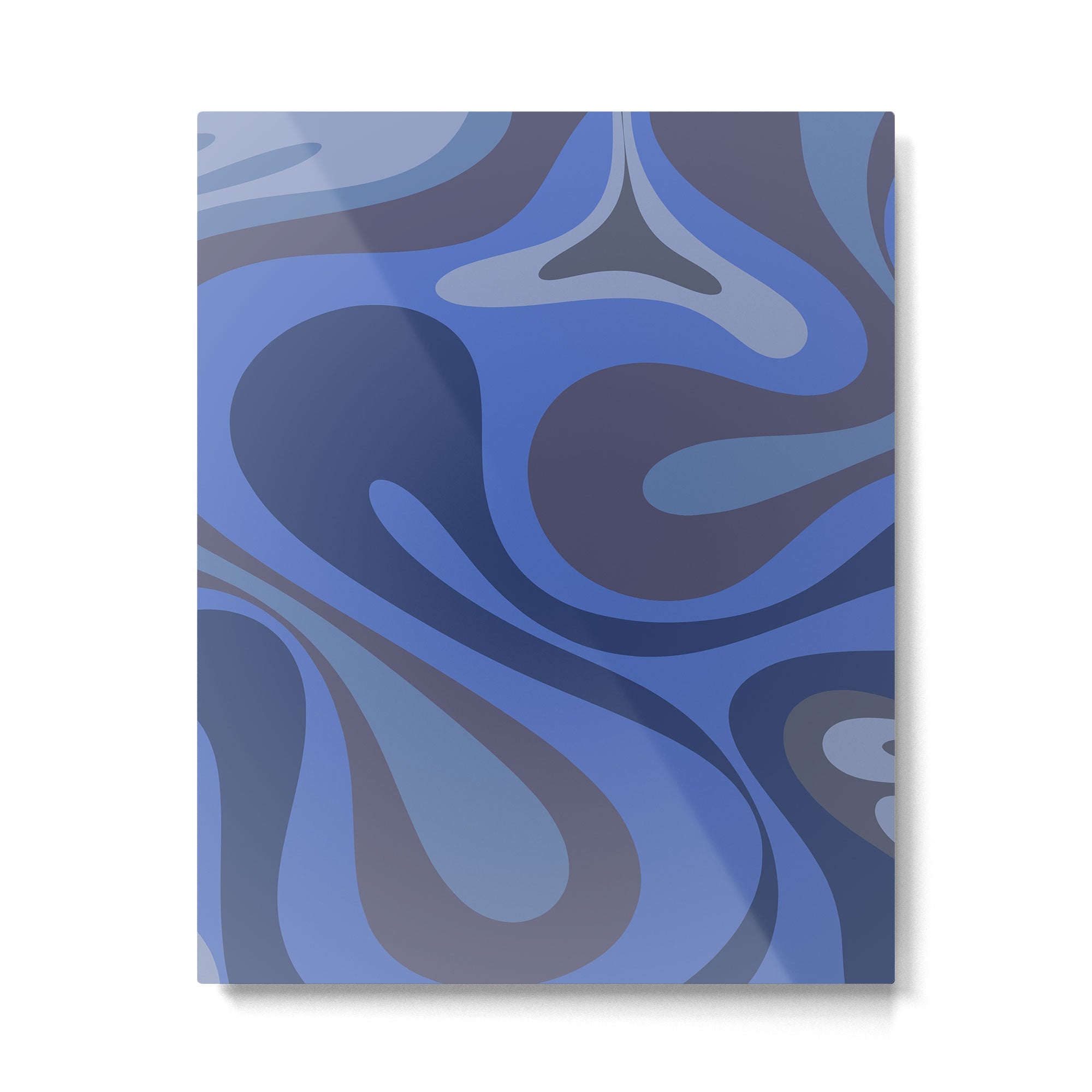 Mod Swirl Retro Abstract Pattern Blues on Blue  Metal Print | TeksDecor