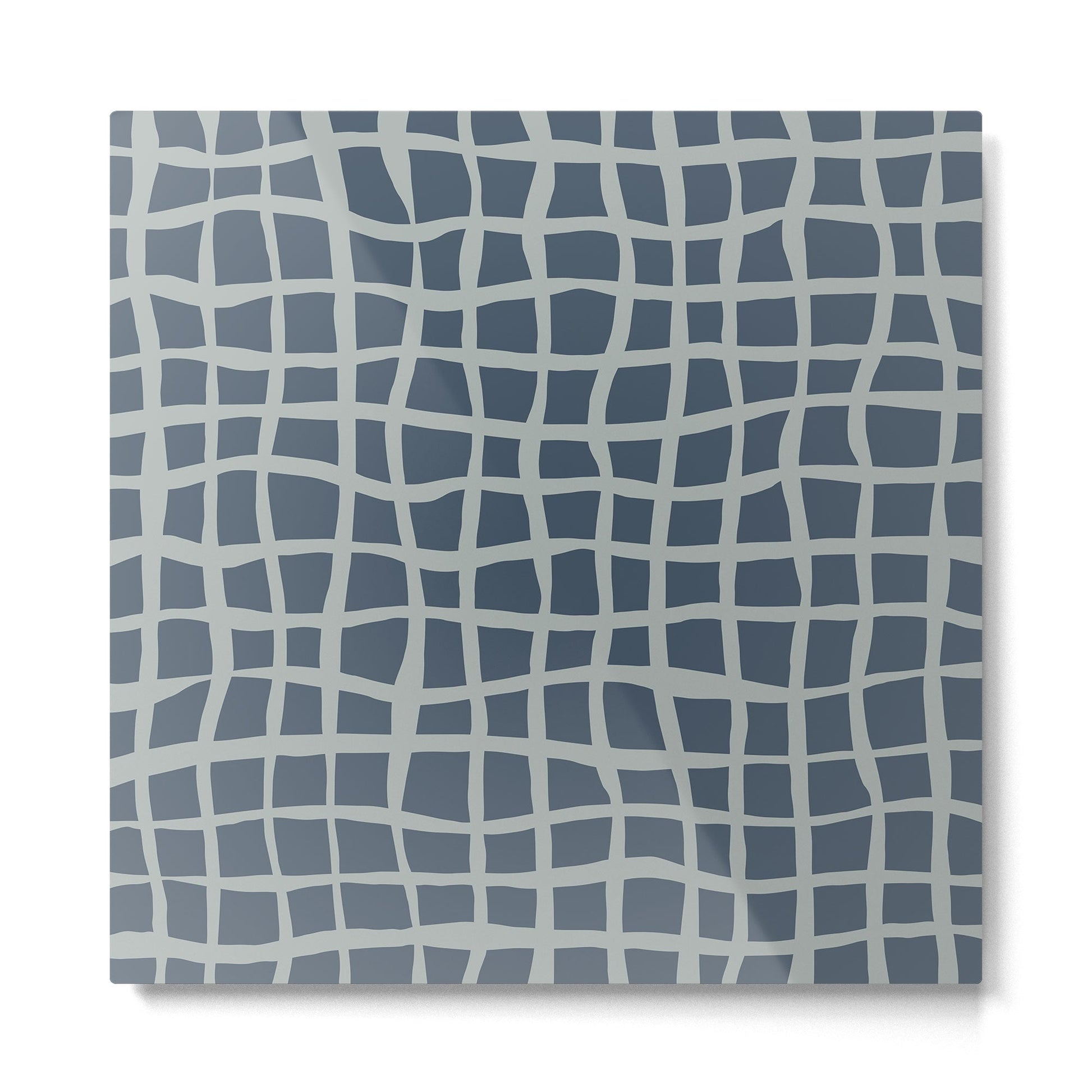 Modern Mesh Pattern in Neutral Blue Gray Metal Print | TeksDecor