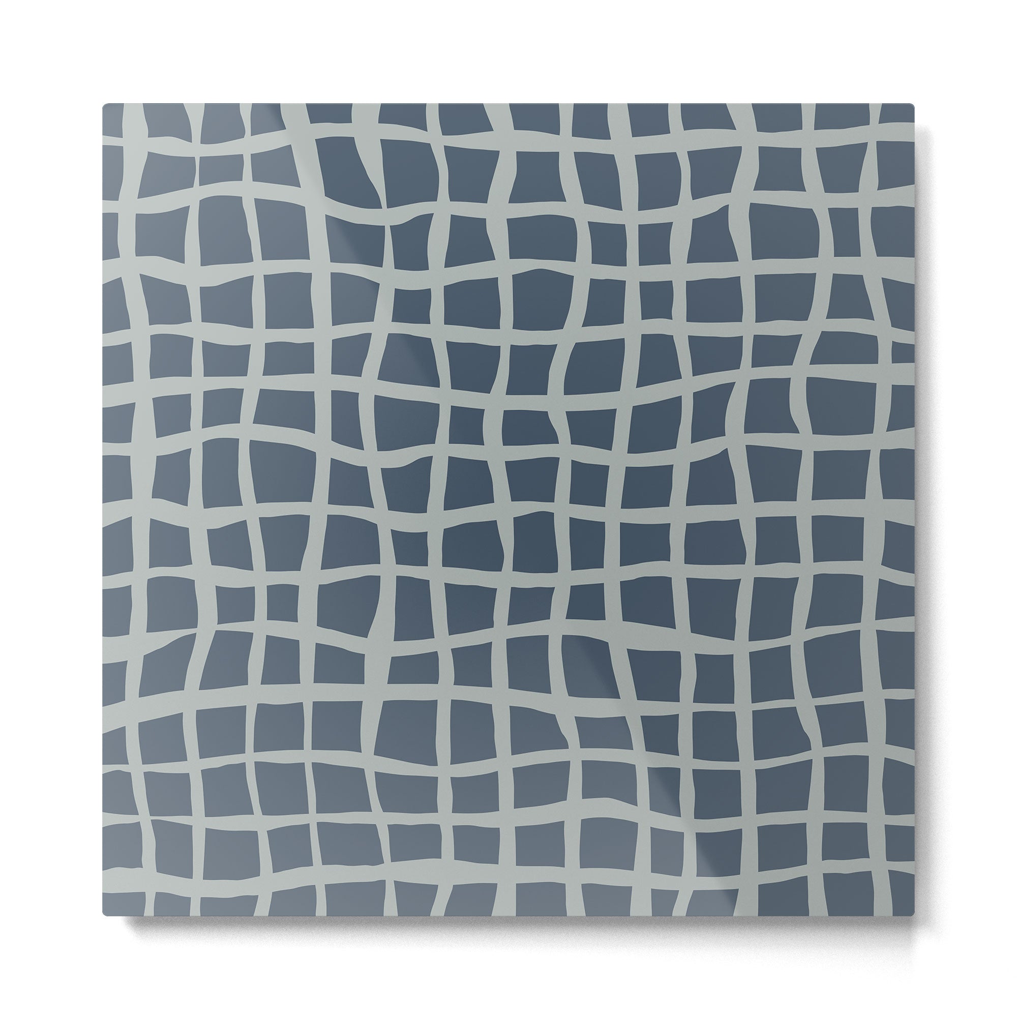 Modern Mesh Pattern in Neutral Blue Gray Metal Print | TeksDecor