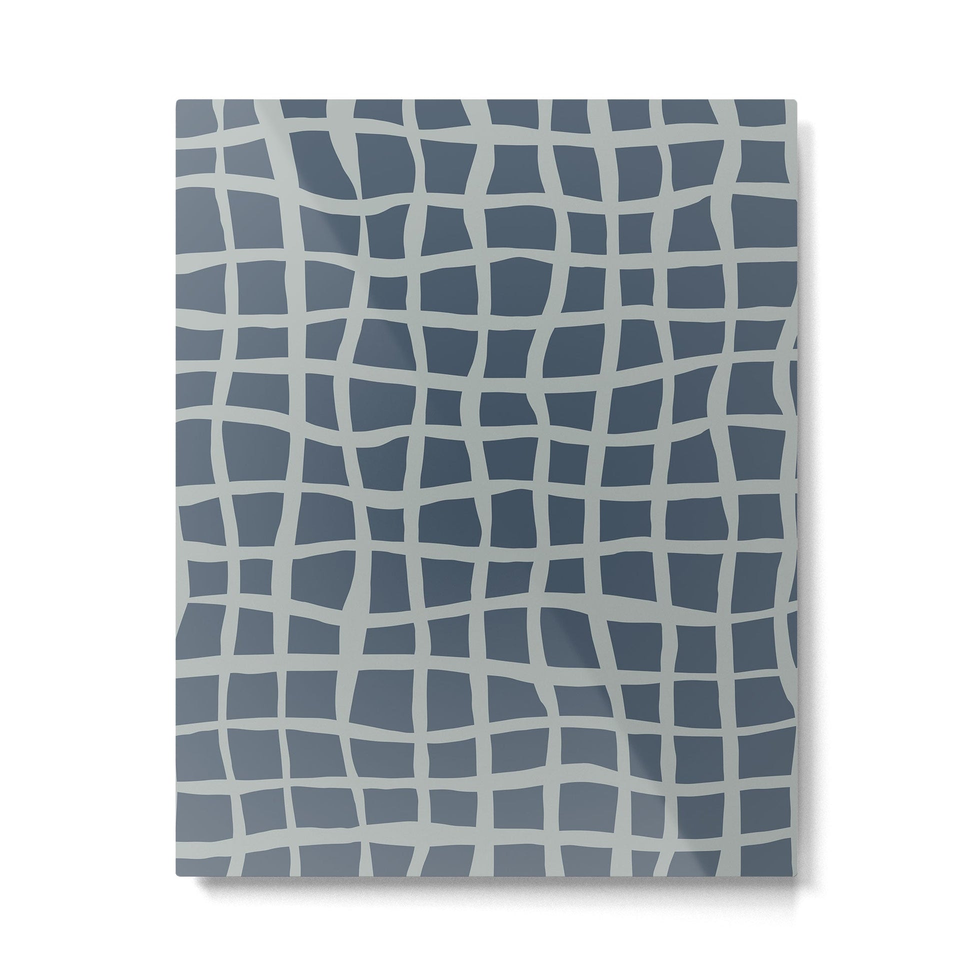 Modern Mesh Pattern in Neutral Blue Gray Metal Print | TeksDecor