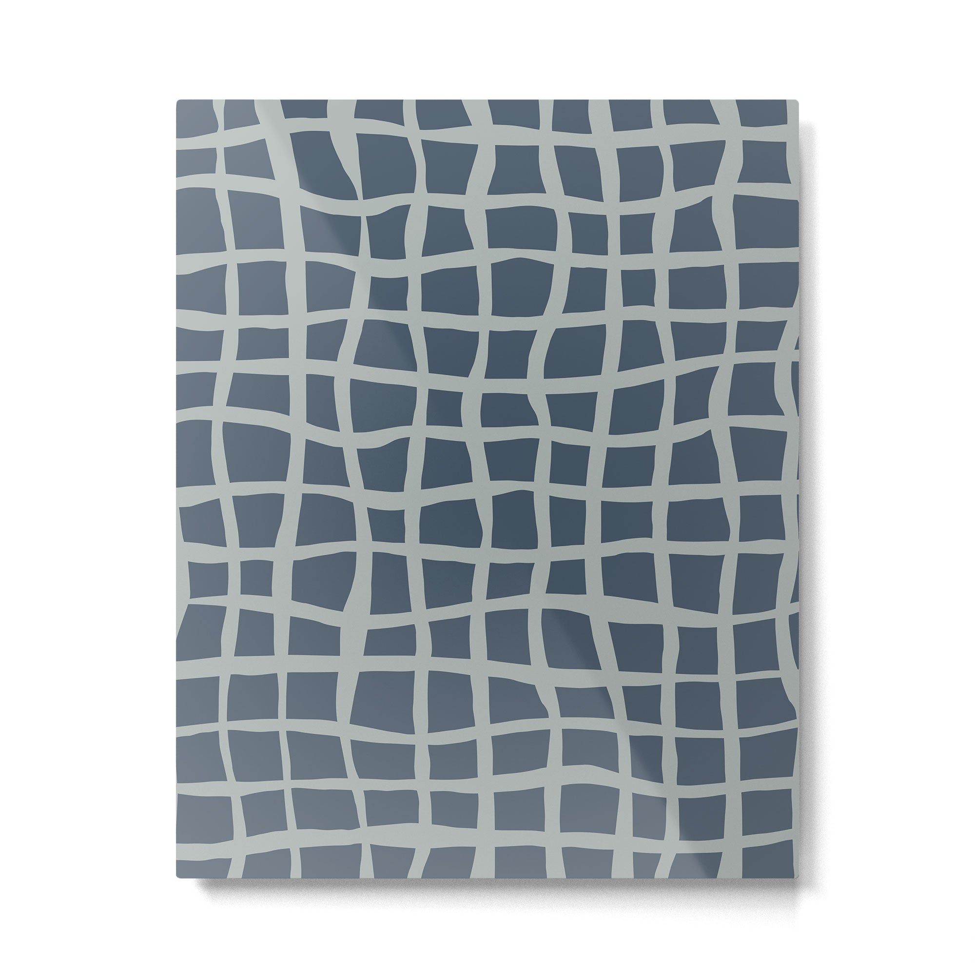 Modern Mesh Pattern in Neutral Blue Gray Metal Print | TeksDecor