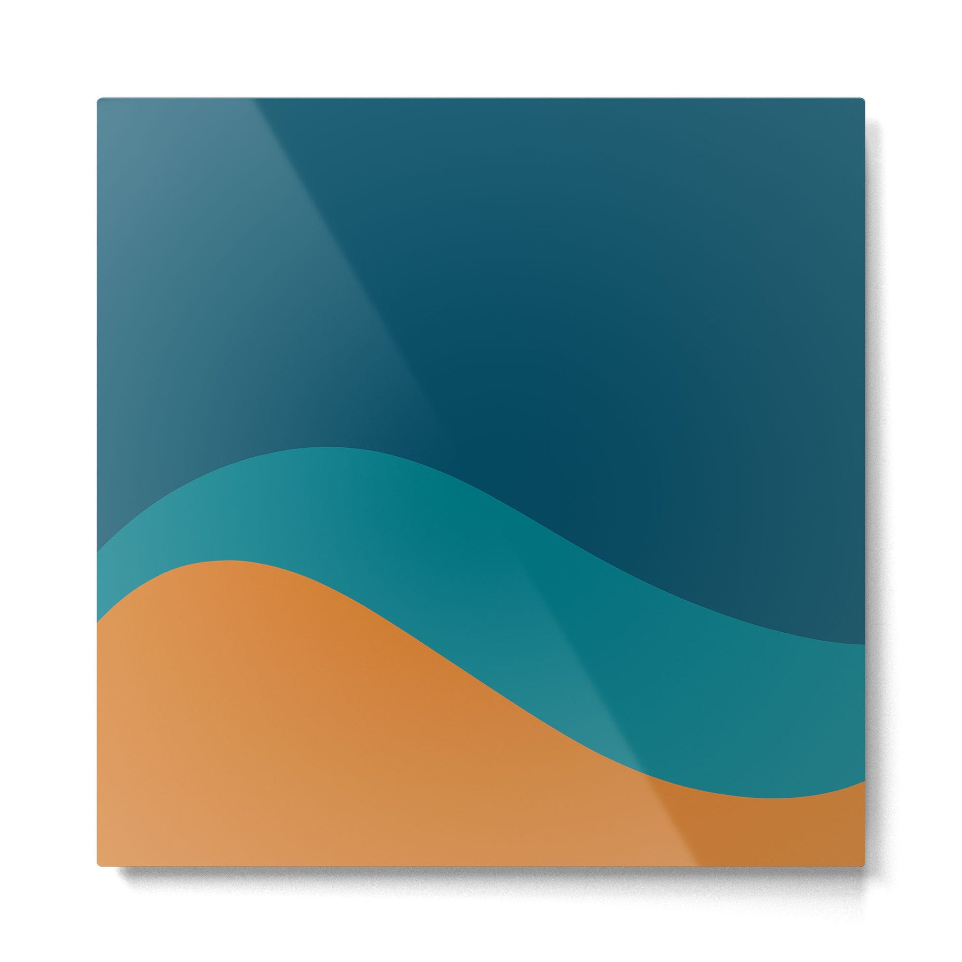 Moderna Bold Wave - Minimalism in Blue, Teal, and Orange Metal Print | TeksDecor