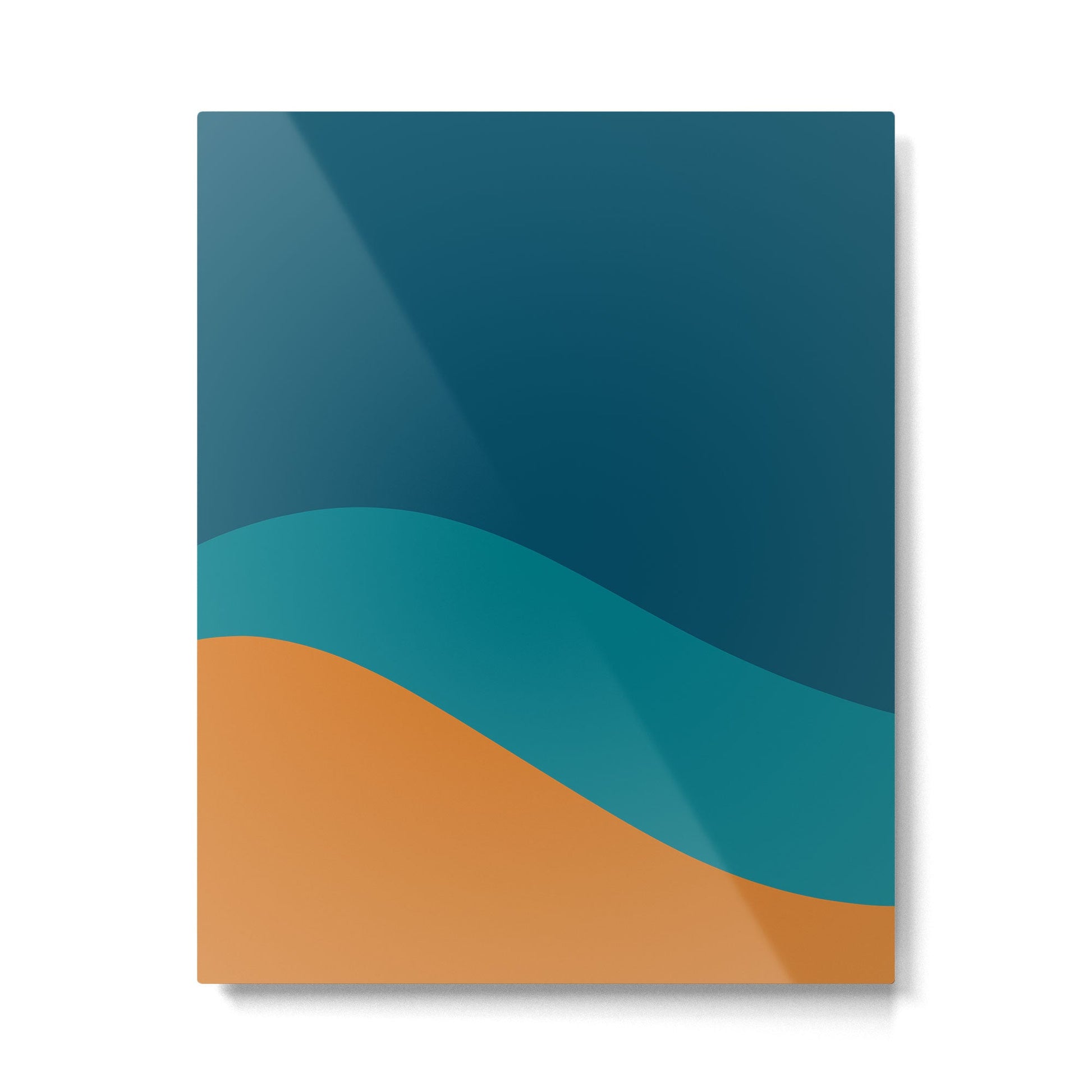Moderna Bold Wave - Minimalism in Blue, Teal, and Orange Metal Print | TeksDecor