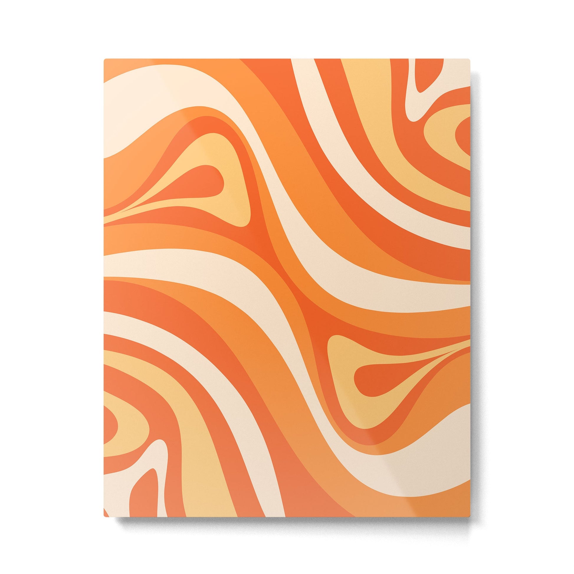 New Groove Retro Swirl Abstract in Tangerine Orange Tones Metal Print | TeksDecor