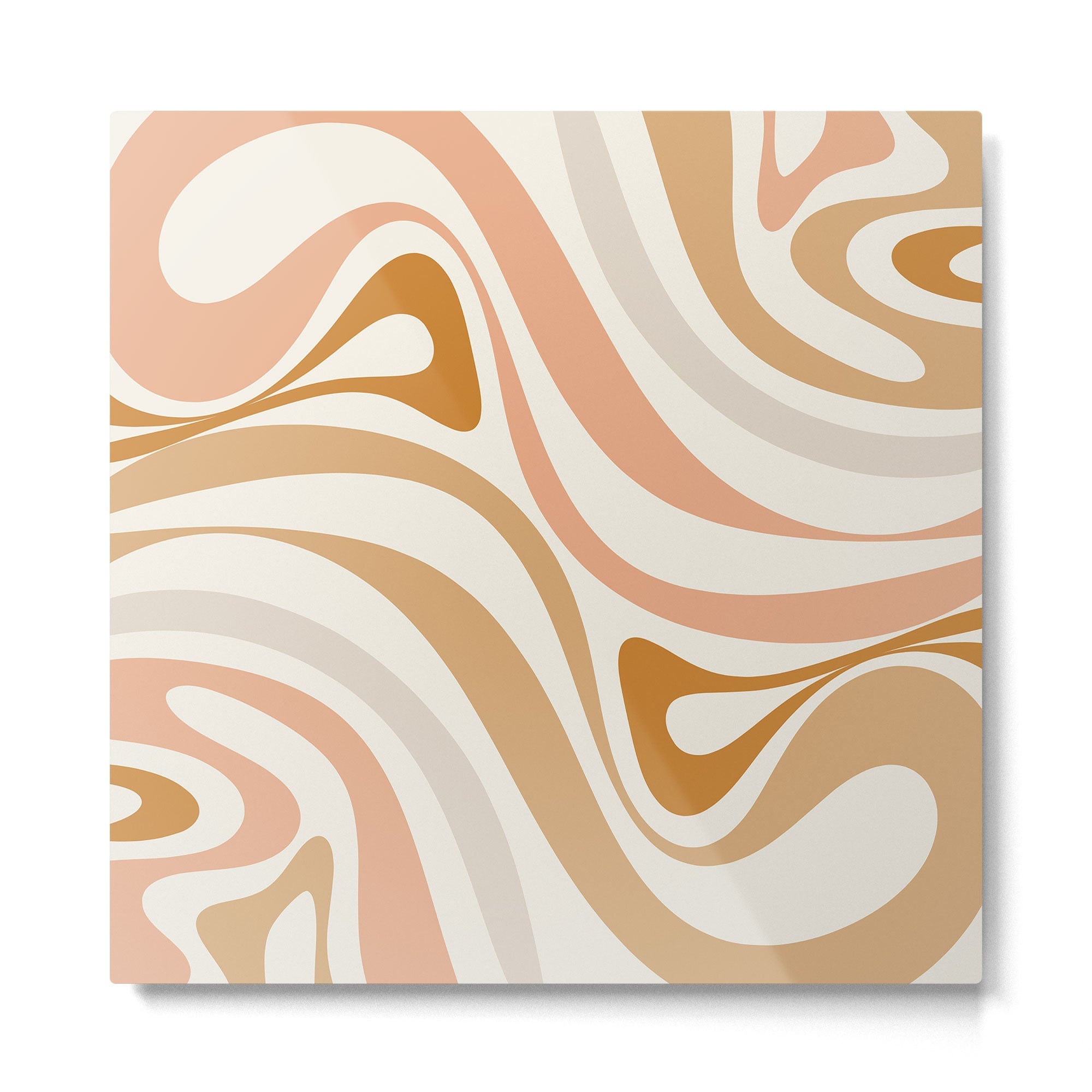 New Groove Retro Swirls Abstract Pattern in Pale Boho Blush Apricot Sand Metal Print | TeksDecor