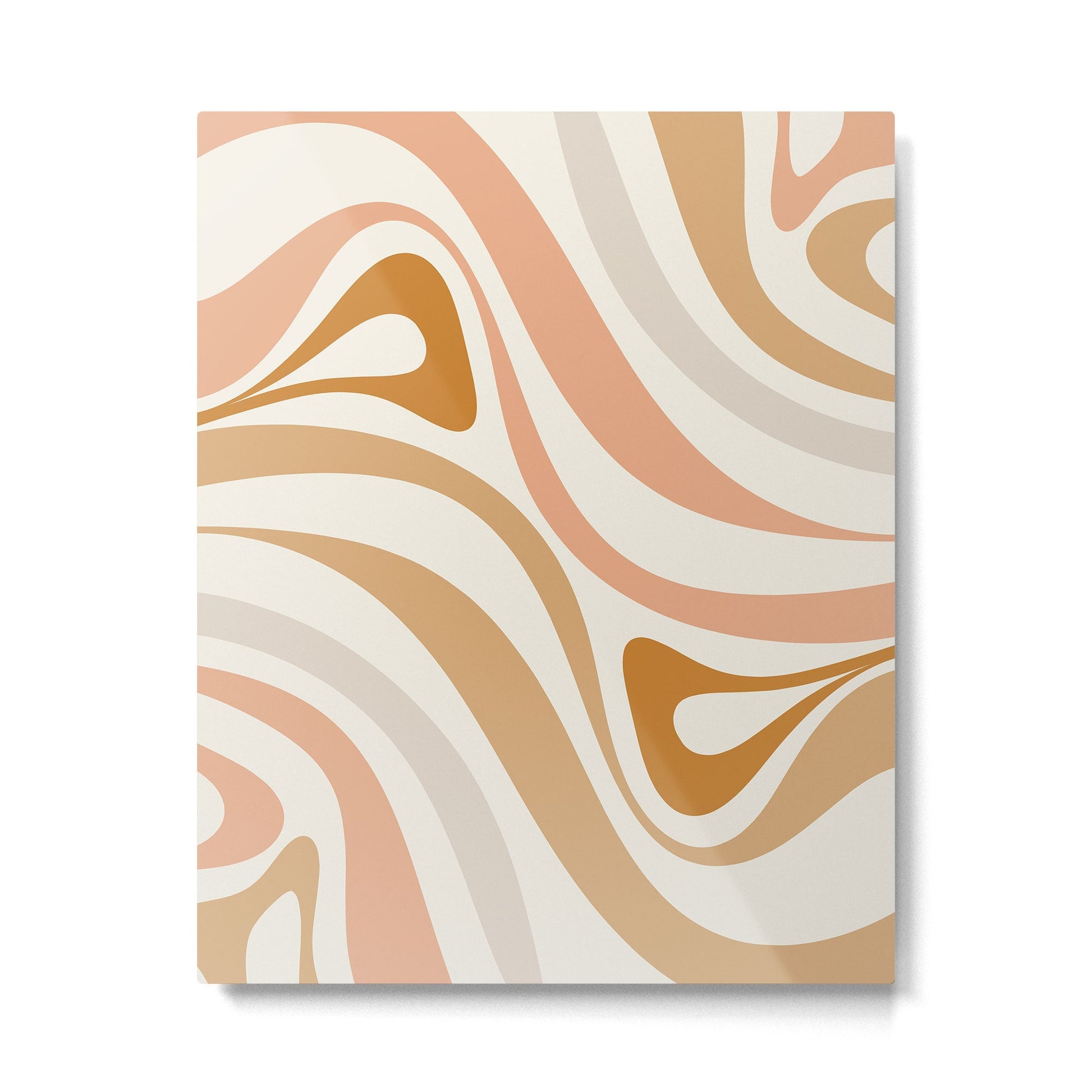 New Groove Retro Swirls Abstract Pattern in Pale Boho Blush Apricot Sand Metal Print | TeksDecor