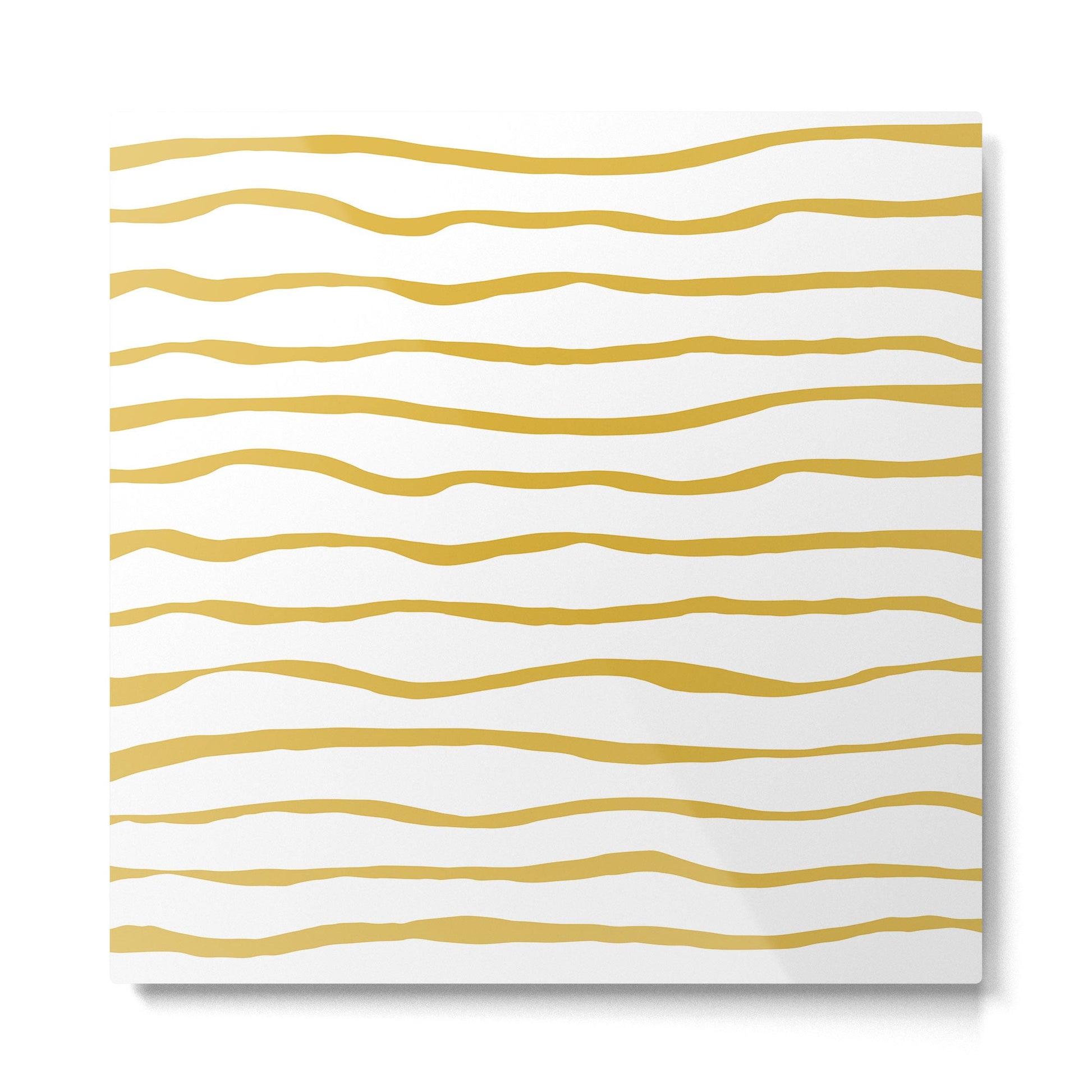 Organic Paper Stripes in Light Mustard and White Metal Print | TeksDecor
