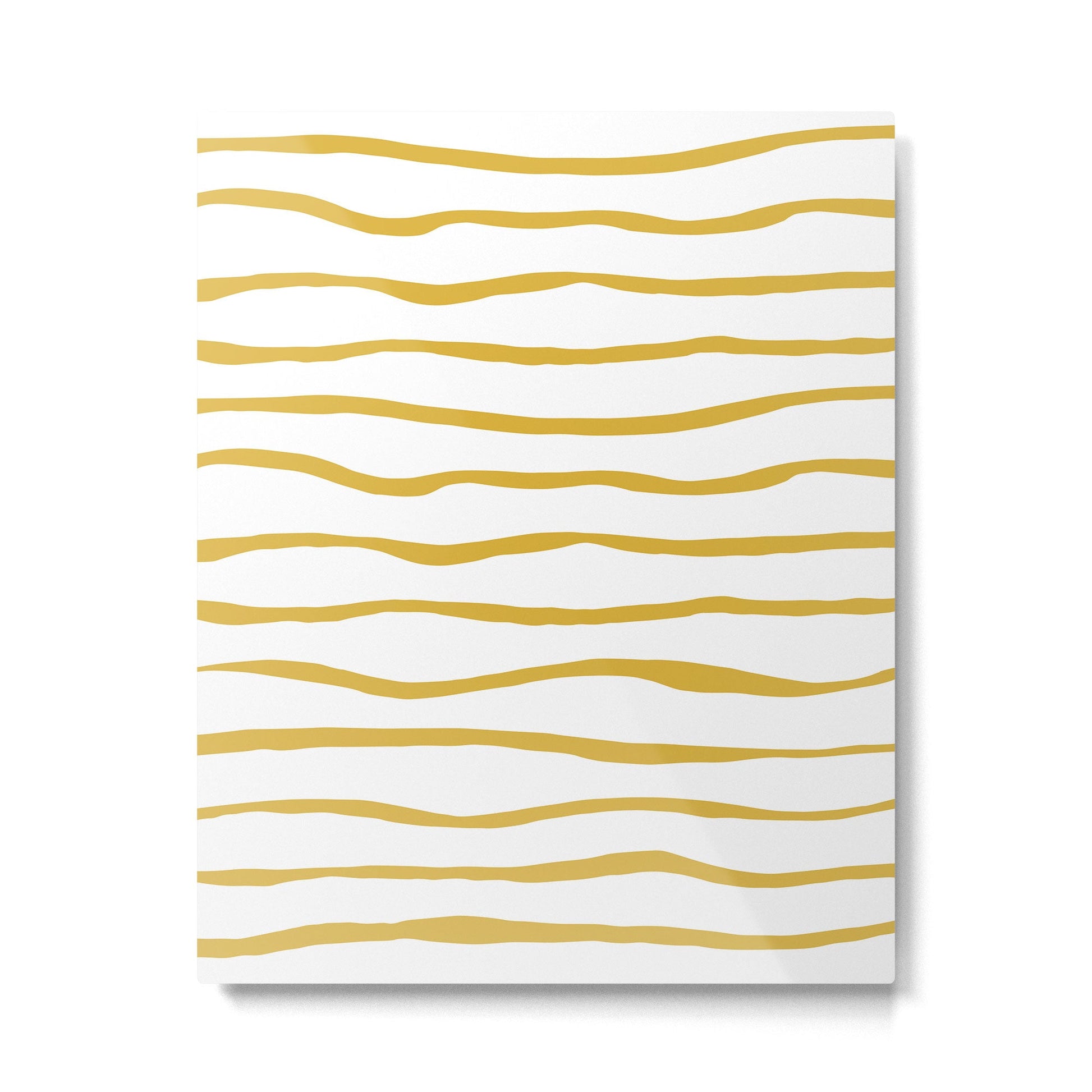 Organic Paper Stripes in Light Mustard and White Metal Print | TeksDecor
