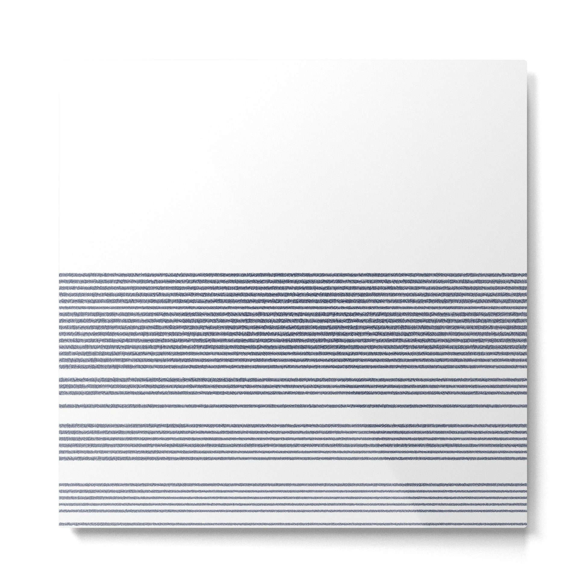 Organic Stripes in Navy Blue and White Metal Print | TeksDecor